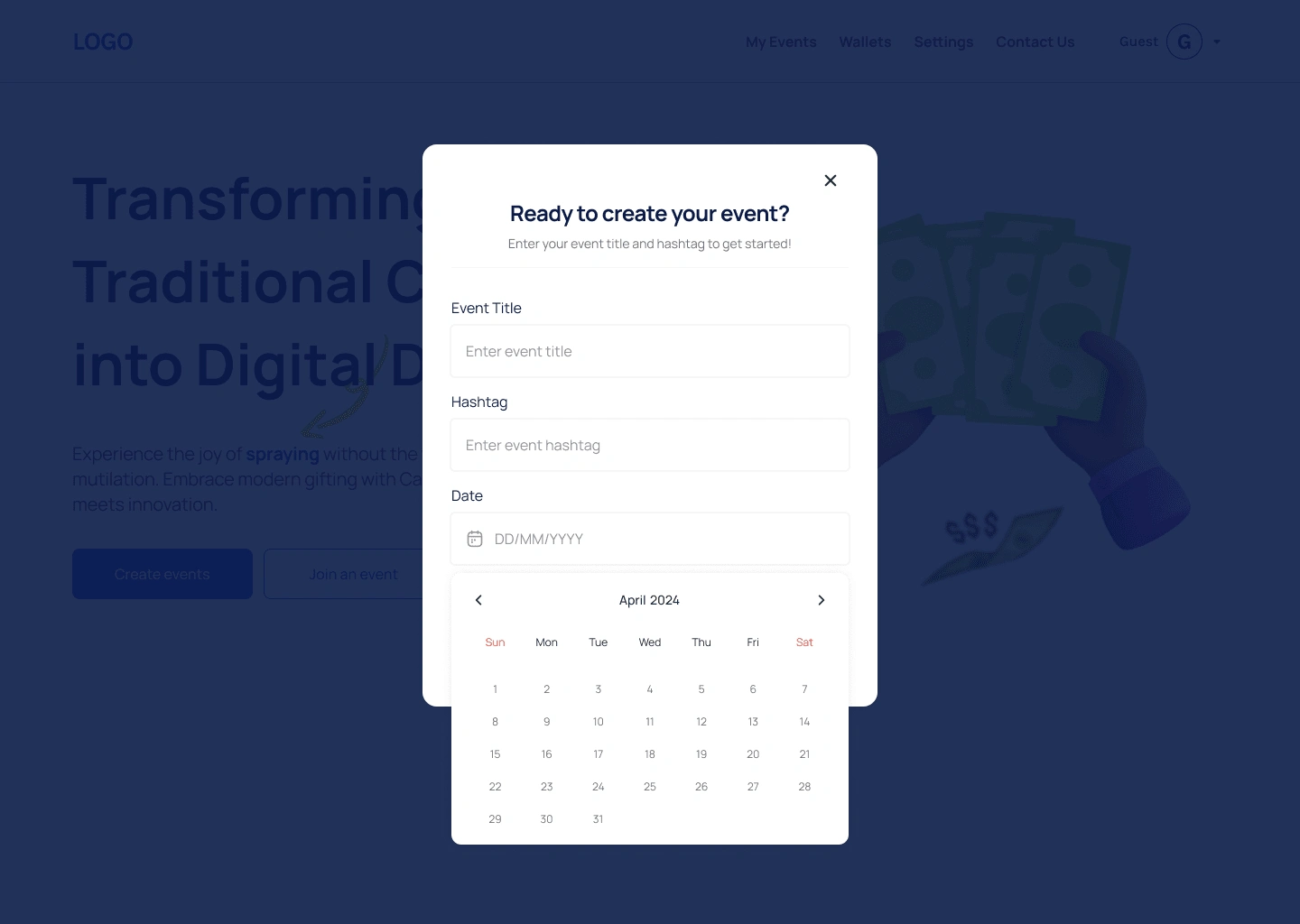 Create Event - Pop Up