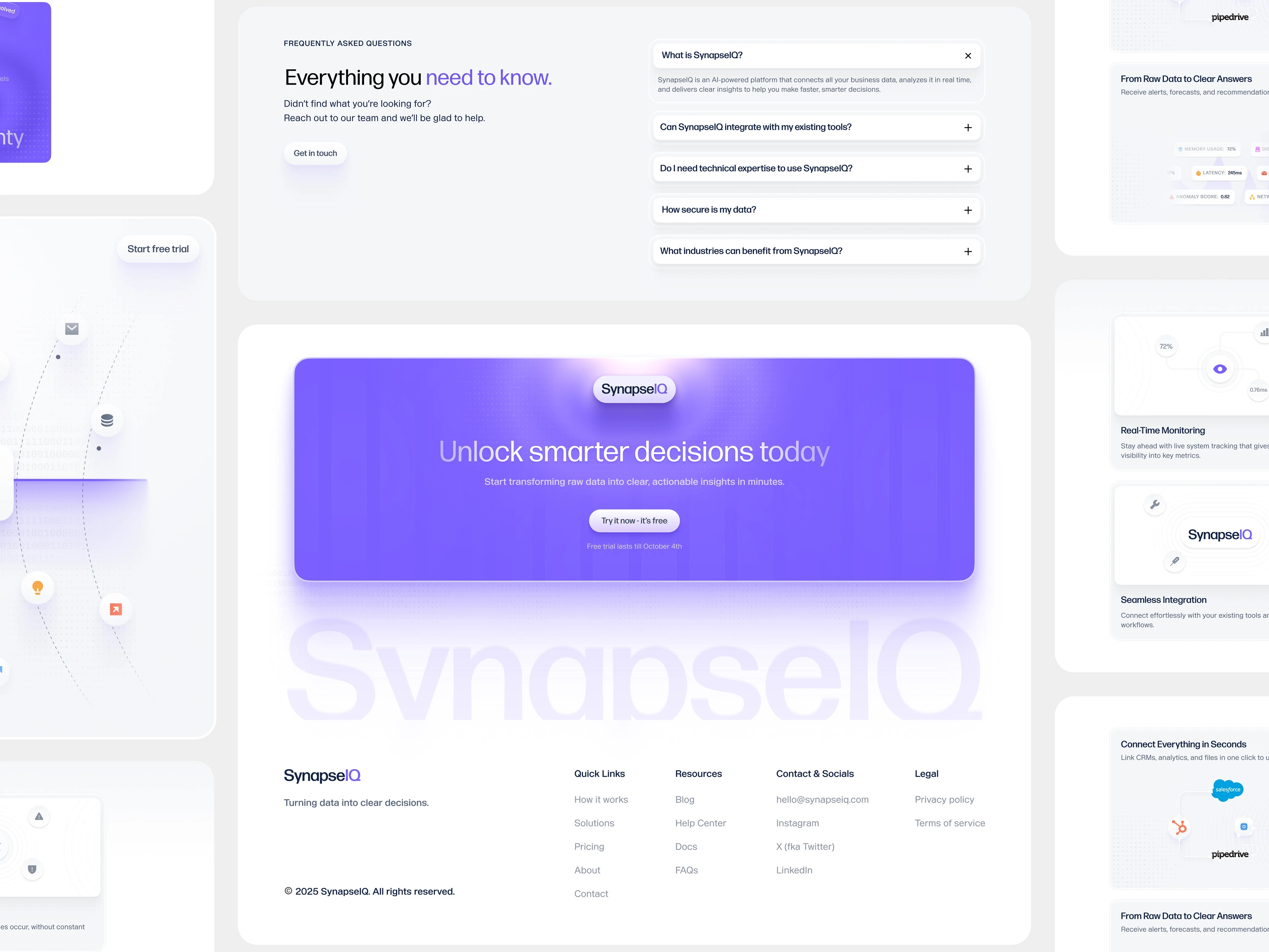 FAQ SECTIONS AND CTA / FOOTER SECTION DESIGN