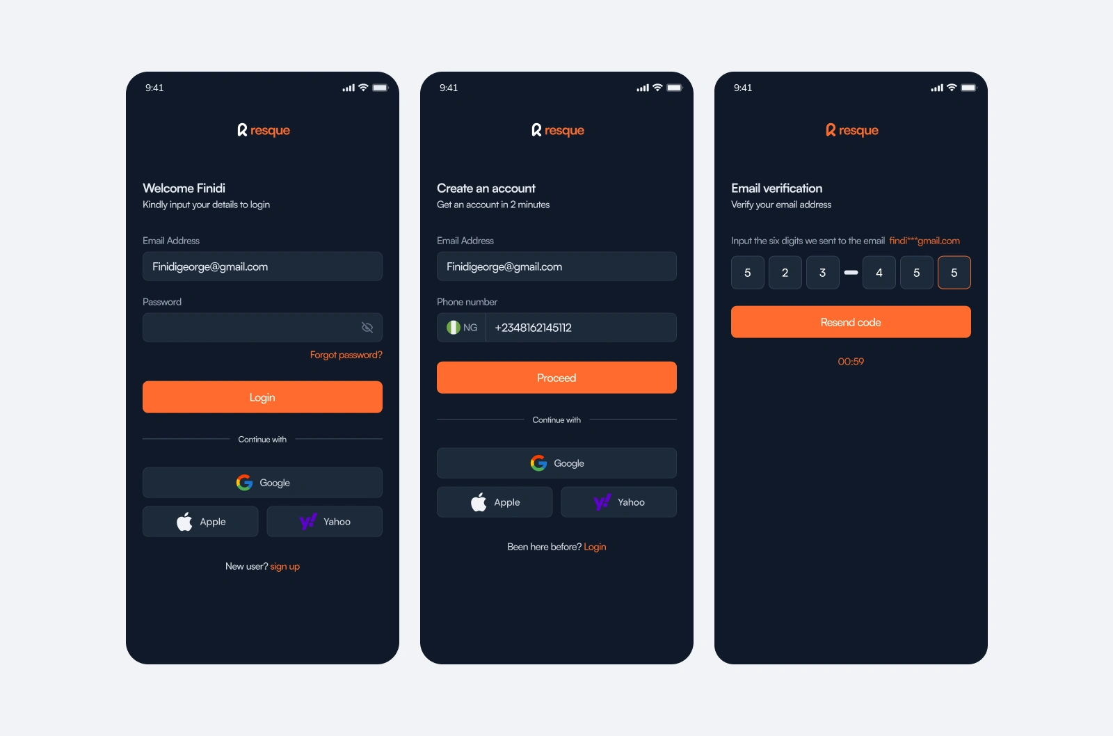 Dark Mode Sign up pages