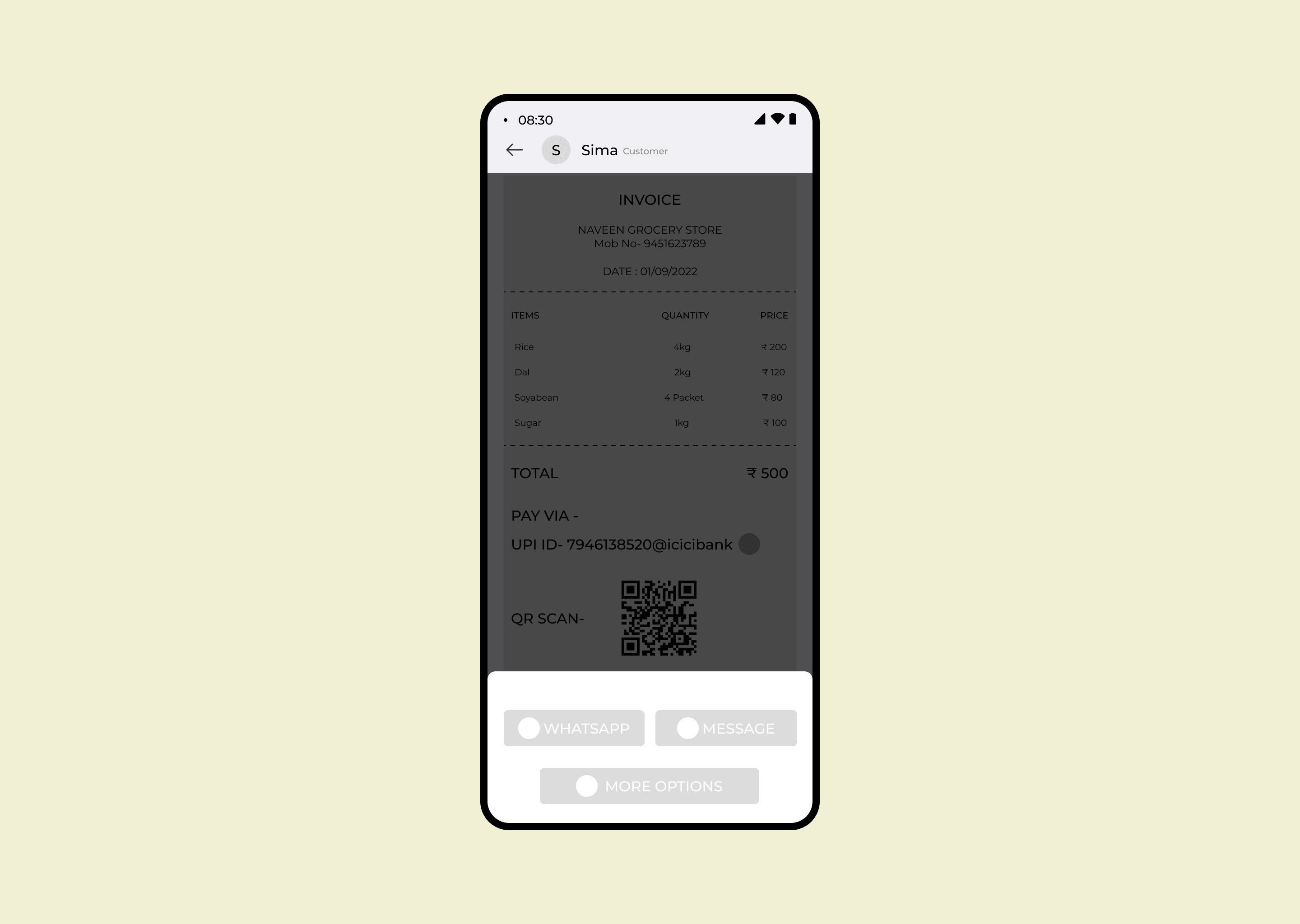 Fig 3- Sharing of invoice to the customer