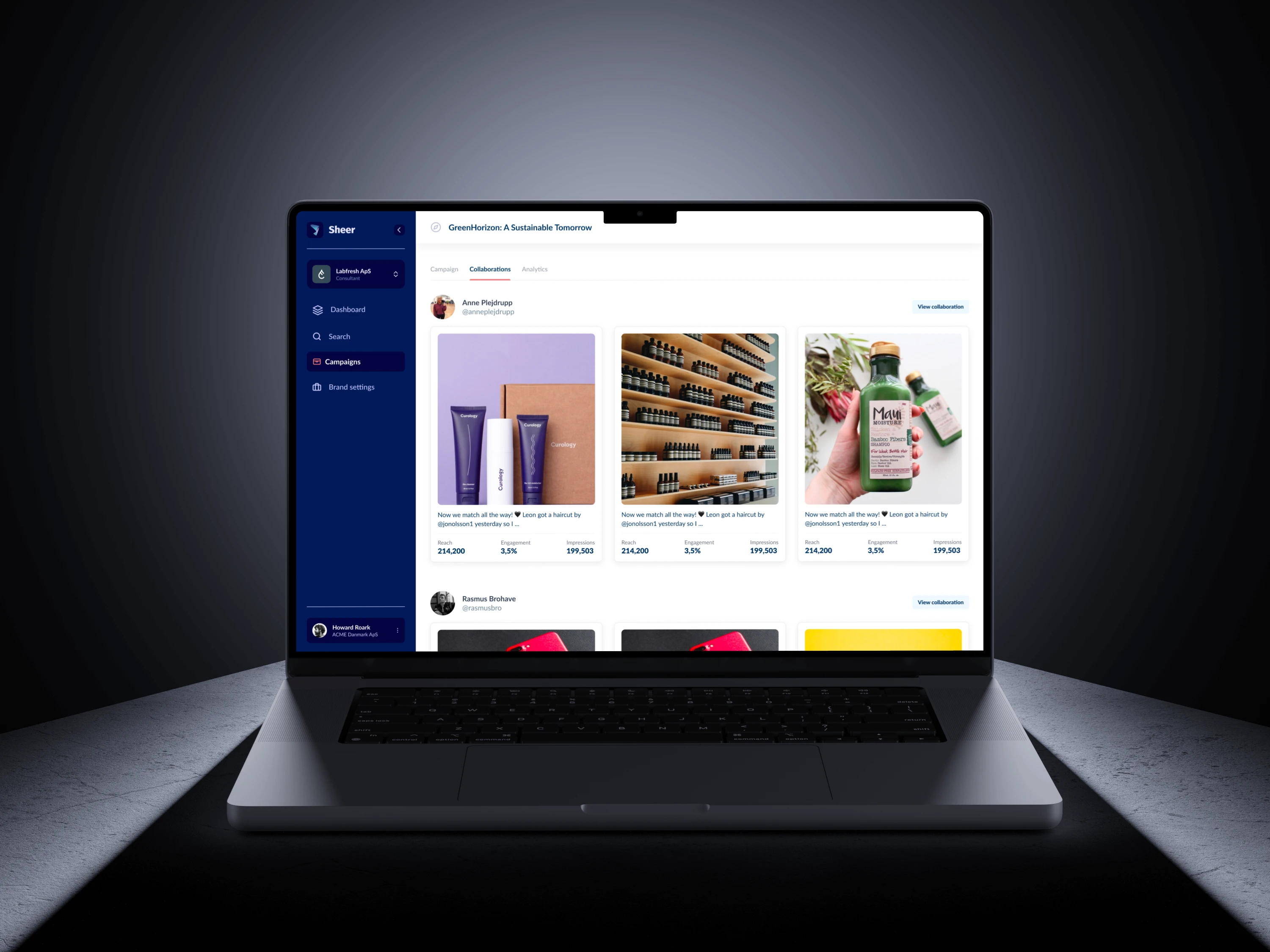 Collaborations overview screen