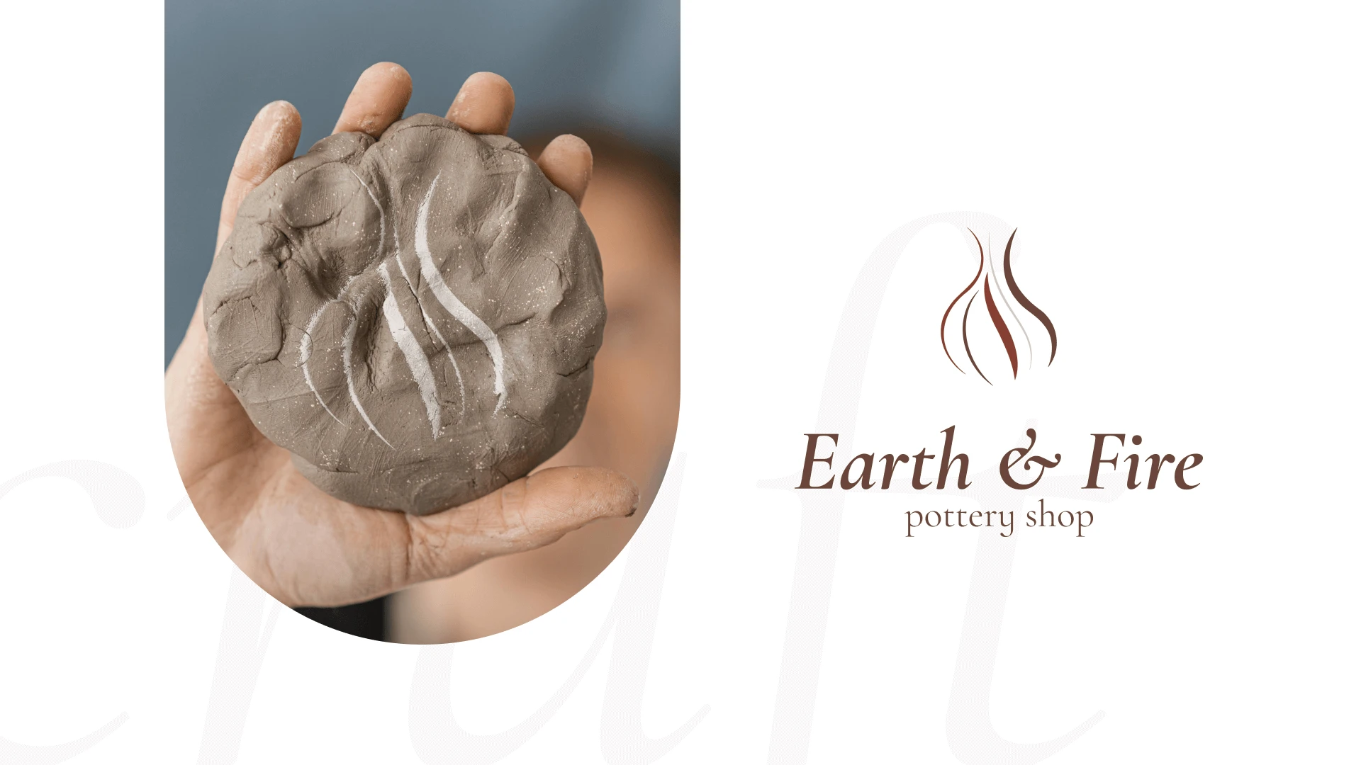 The logo features several lines that soar upwards, forming the shape of a vase and flames at the same time. The upper part of the logo is stylized to resemble the curving lines of a vase, symbolizing pottery craftsmanship and harmony with nature. The lower part of the logo embodies flames, reflecting the creative passion and energy inherent in each Earth & Fire Pottery creation.