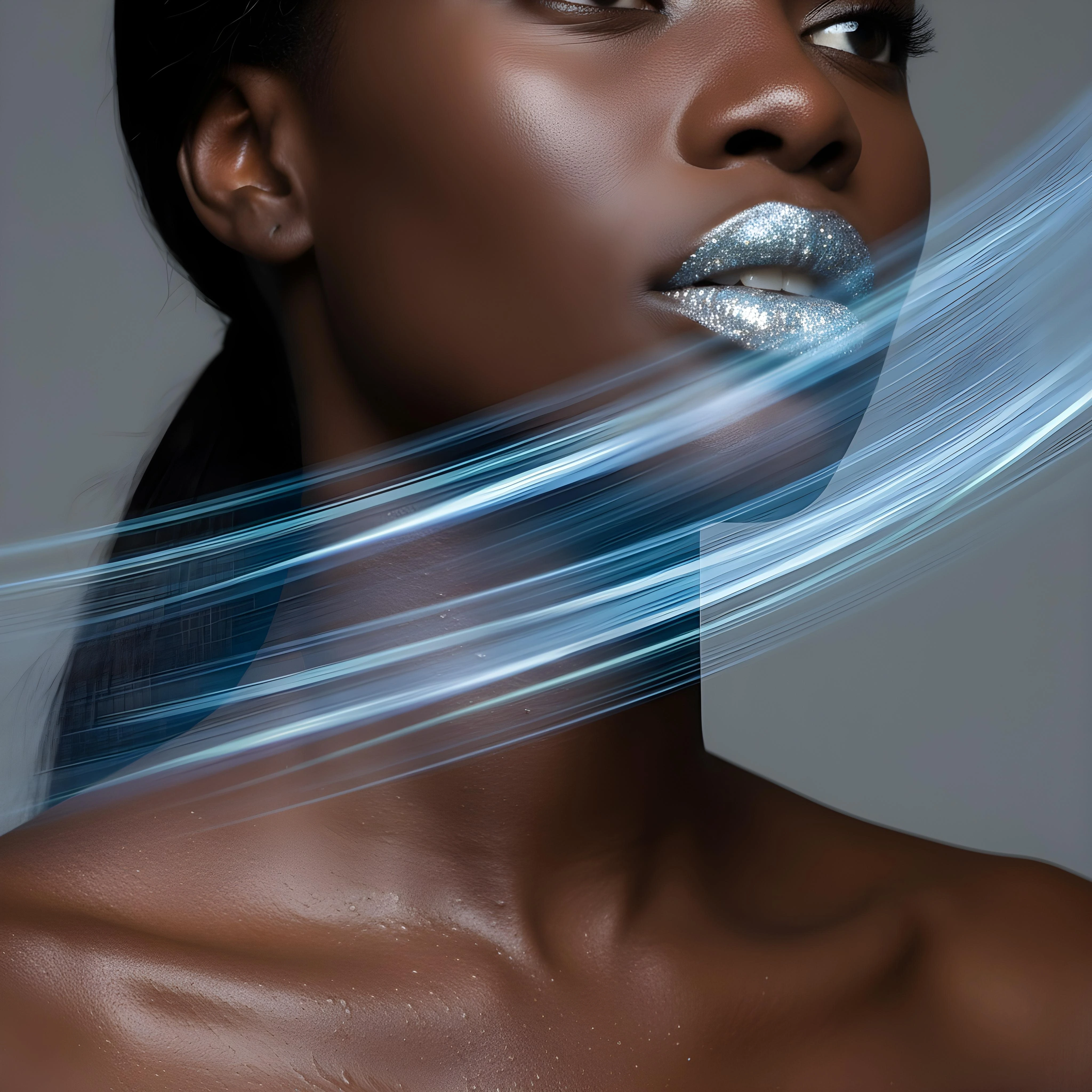 Glittery lips with smooth skin