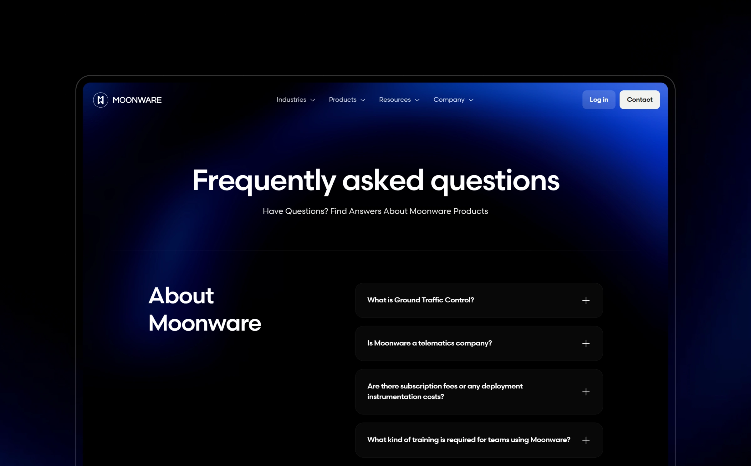 FAQ page