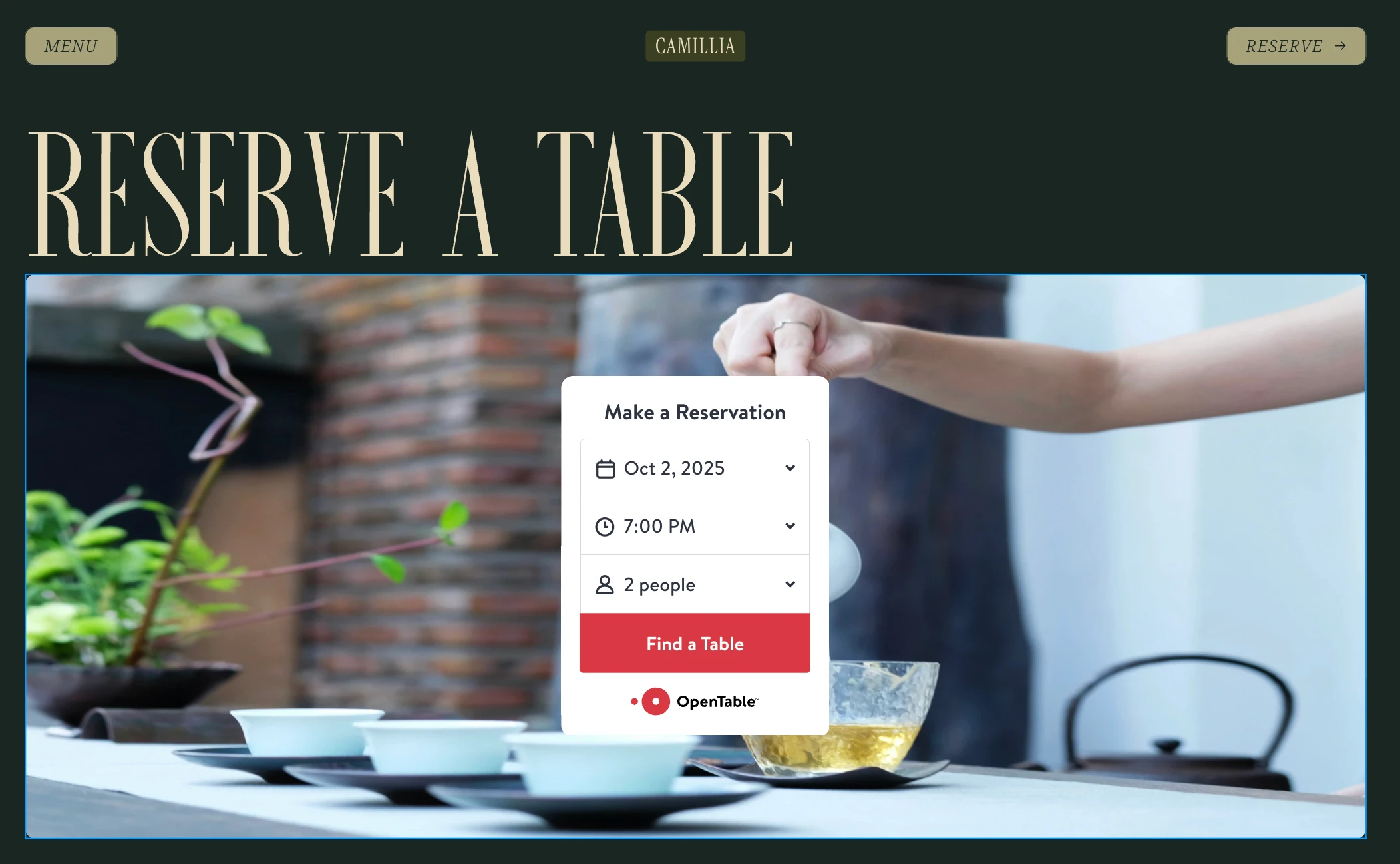Reservation page