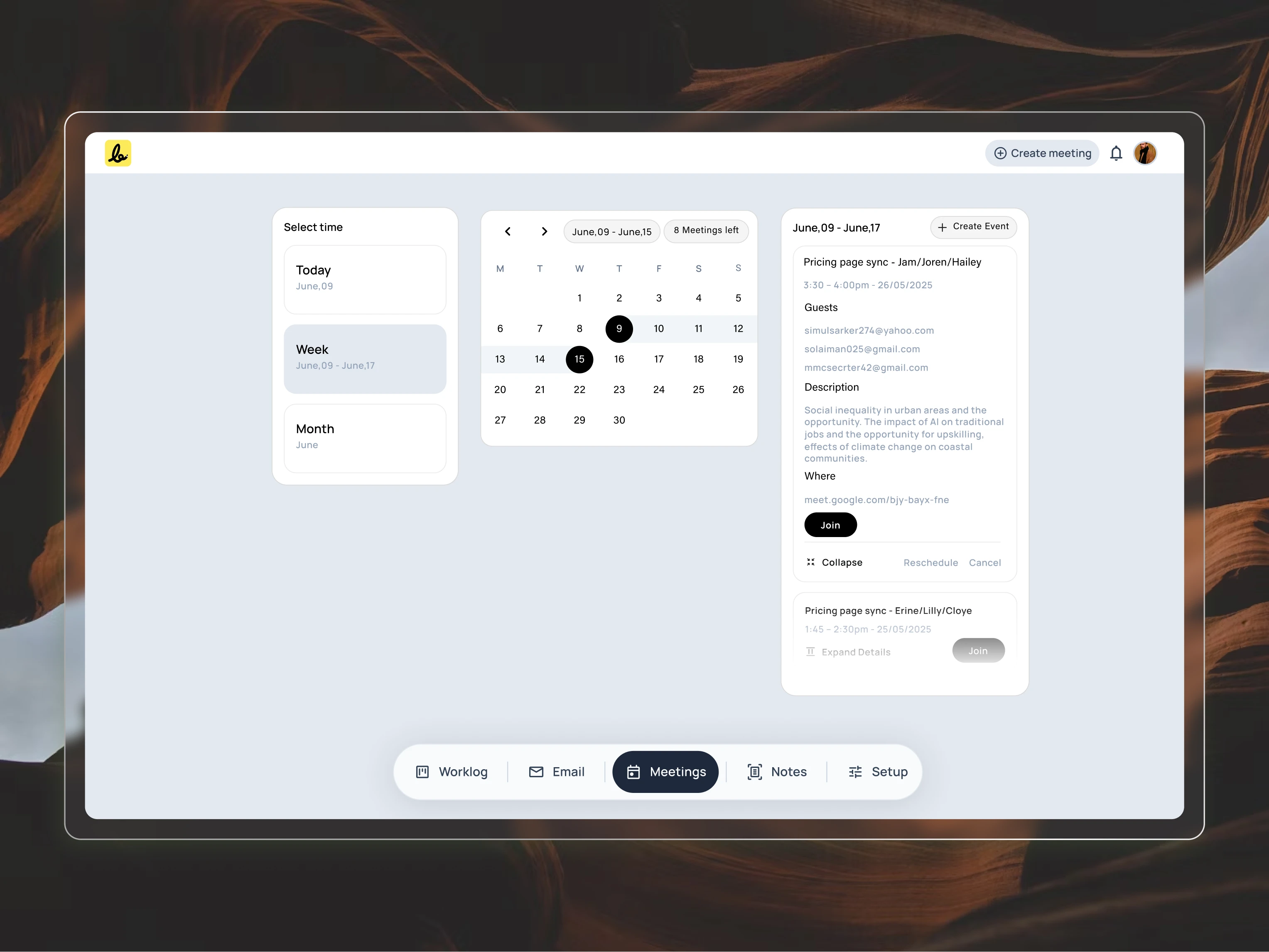 SayBriefly Event Weekly Calendar Customization