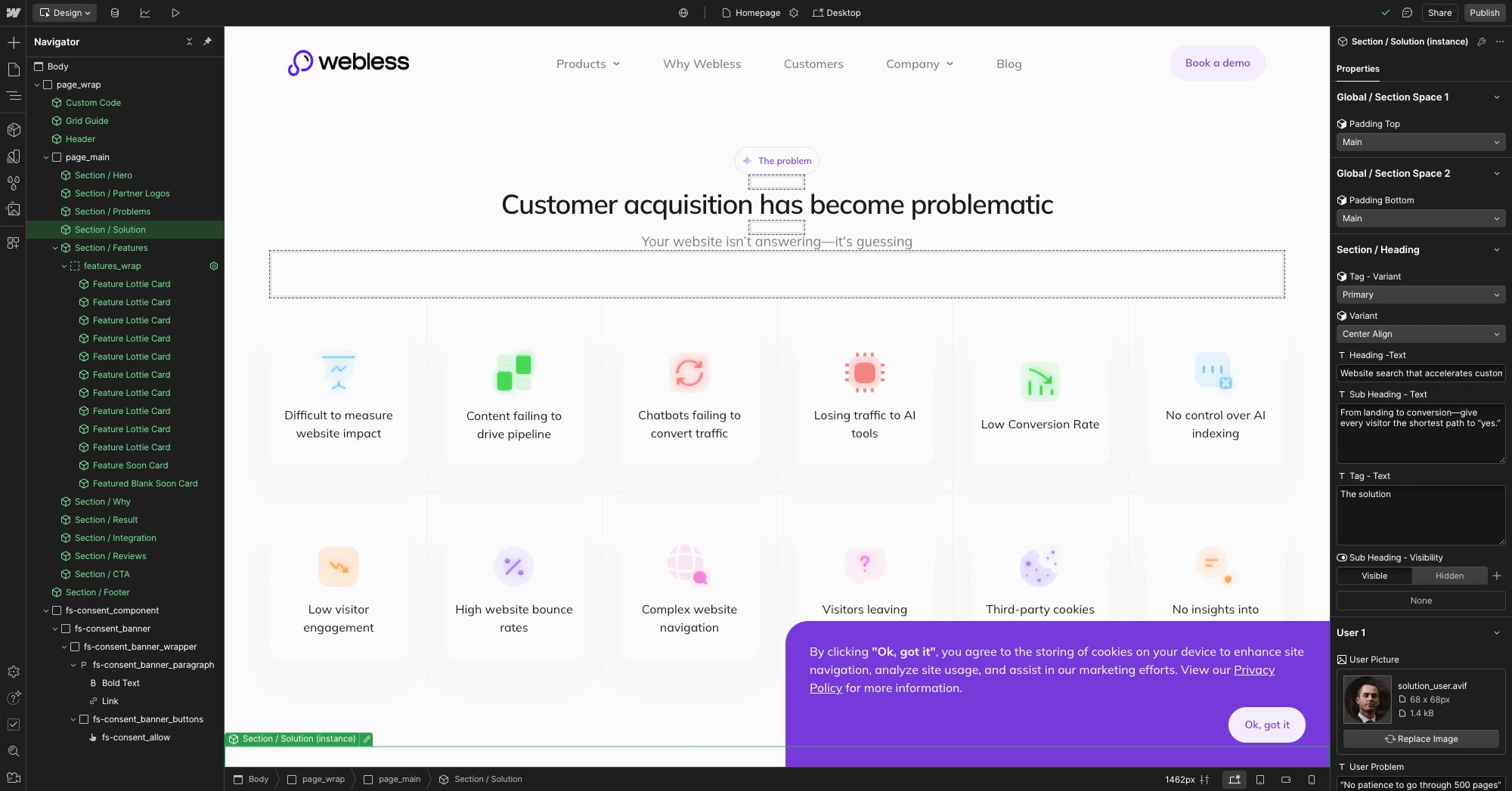 Implemented a scalable component based build and CMS structure for faster future updates