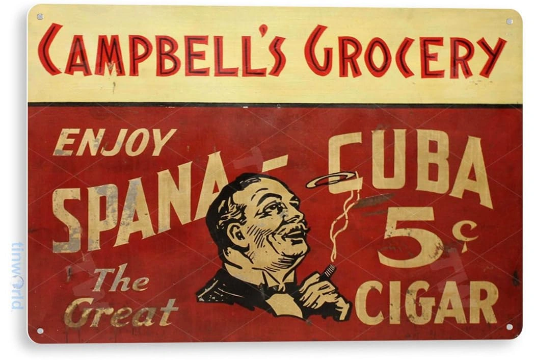 Vintage Cuban sign for Spana-Cuba Cigars