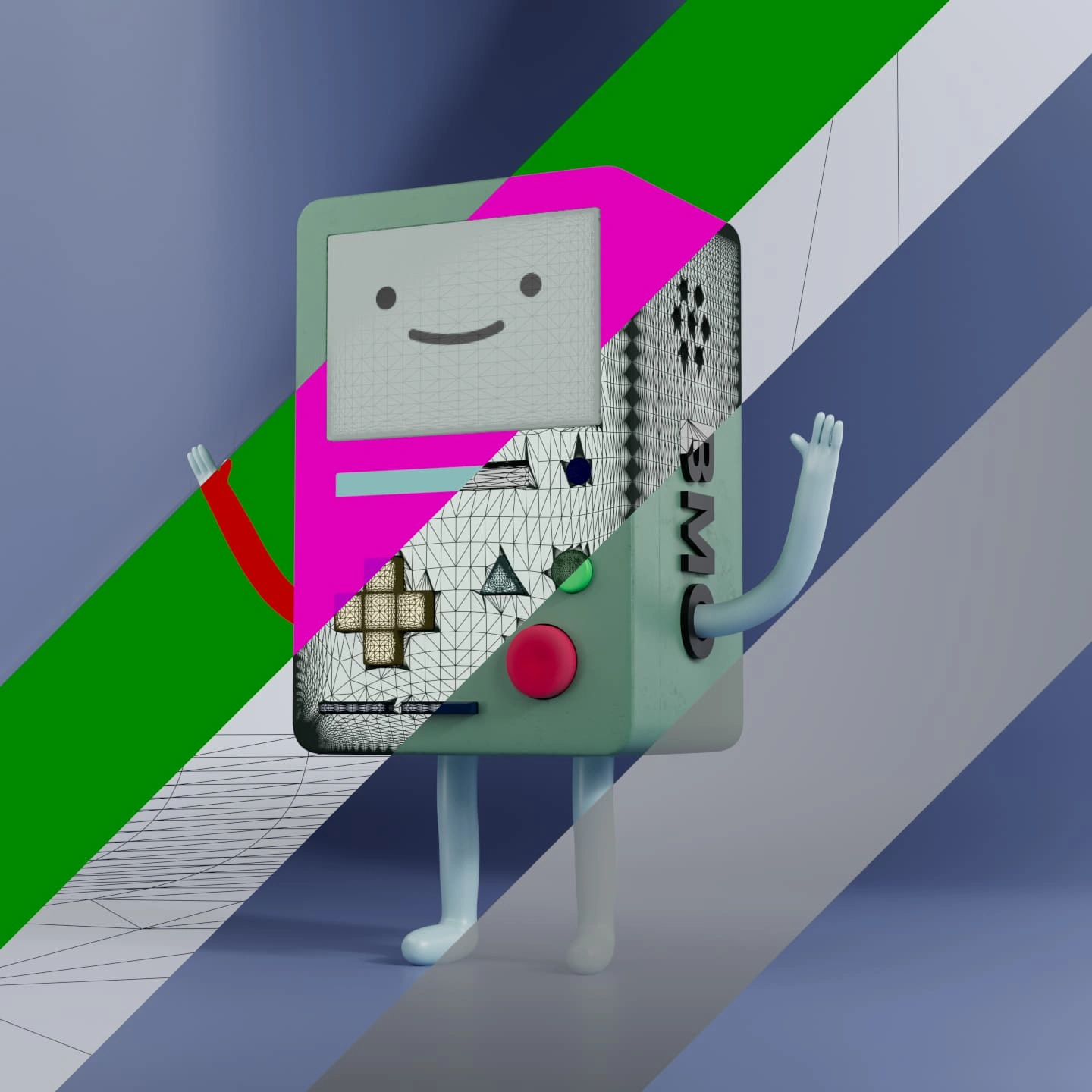 Stackd layers to show: geometry, mat ID, depth