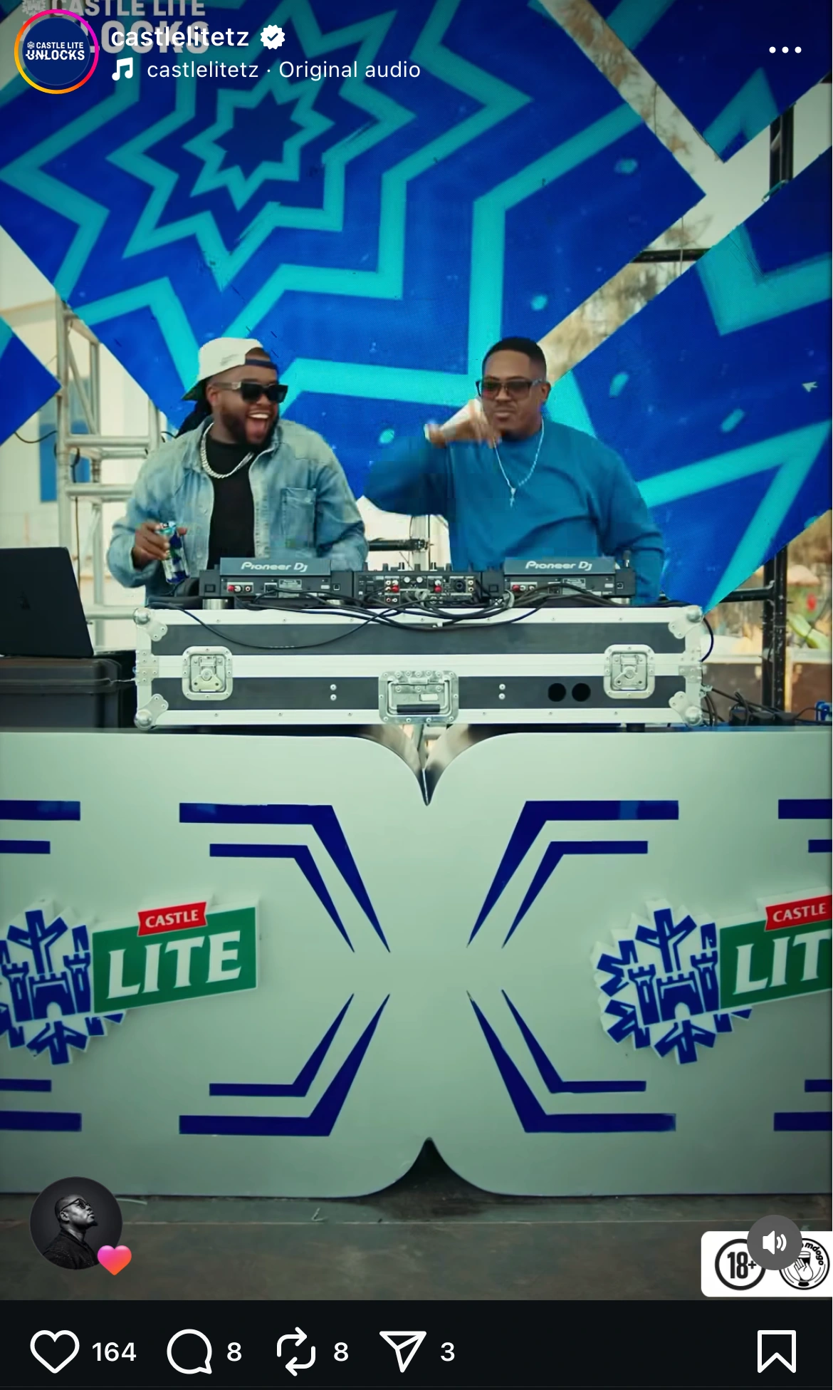 Pre-campaign hype post that generated 160 likes with 8 reposts, which helped build excitement for the Region Castle Lite Unlocks.