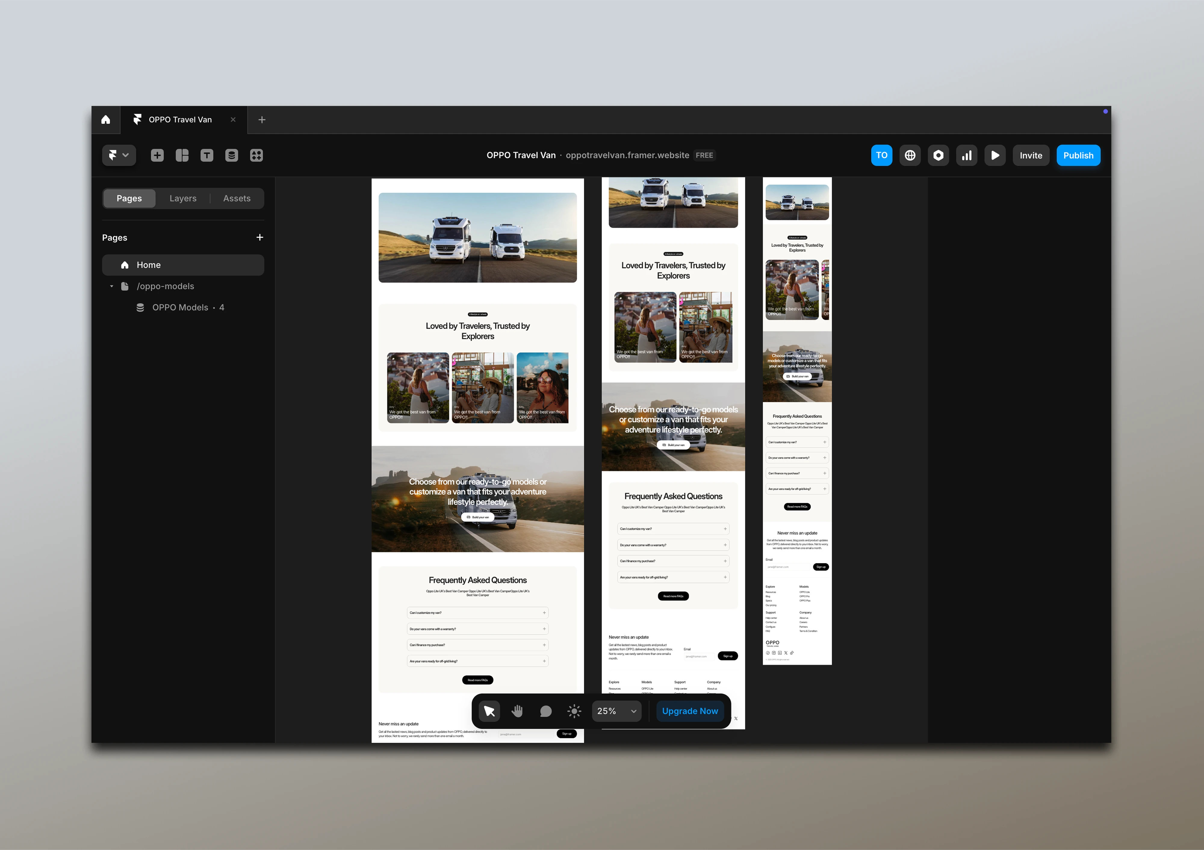 Responsive view of OPPO homepage