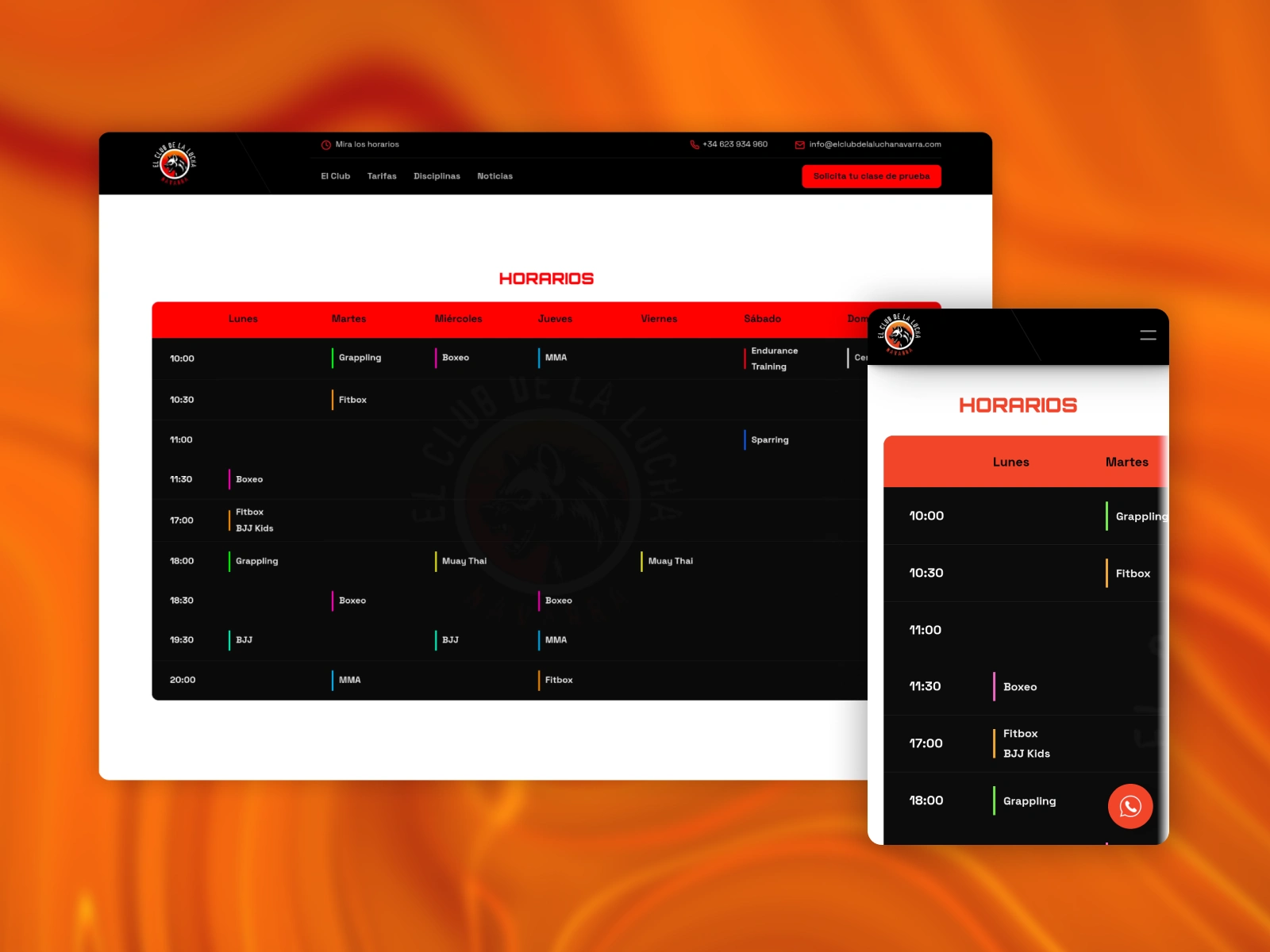 Schedule view, easily editable by the client