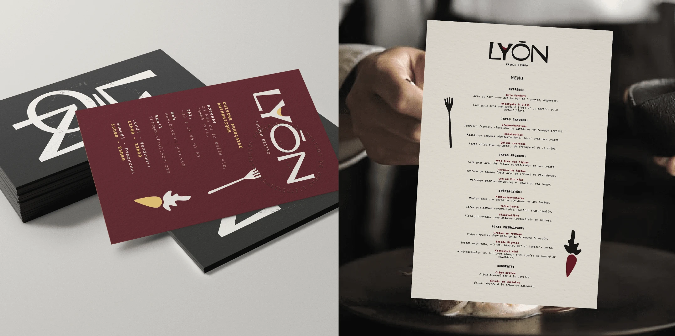 Corporate cards and menu design
