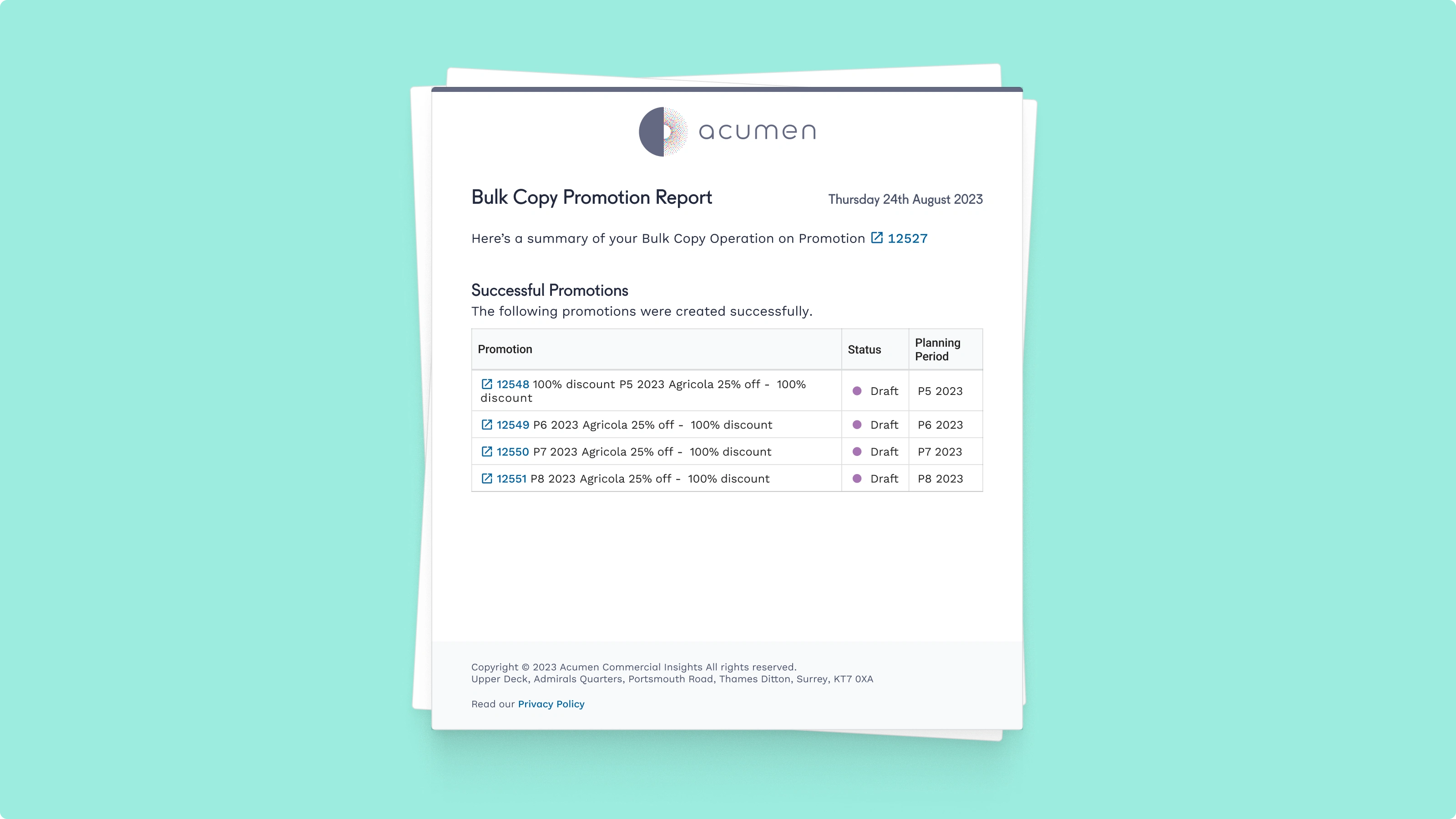 Email sent as part of the Bulk Copy flow, cutting down time spent in the app idly waiting for the system