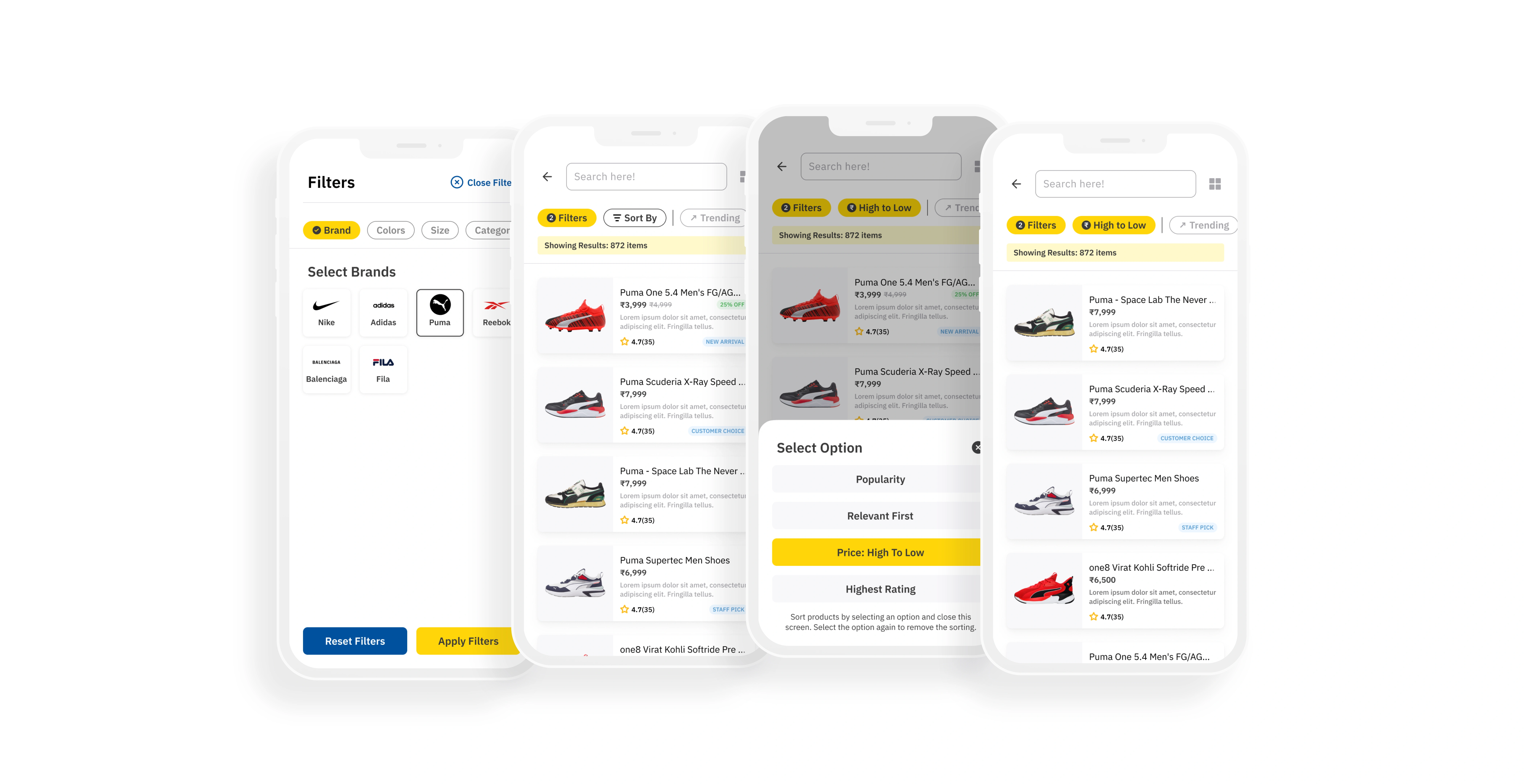 Products filters & sortings