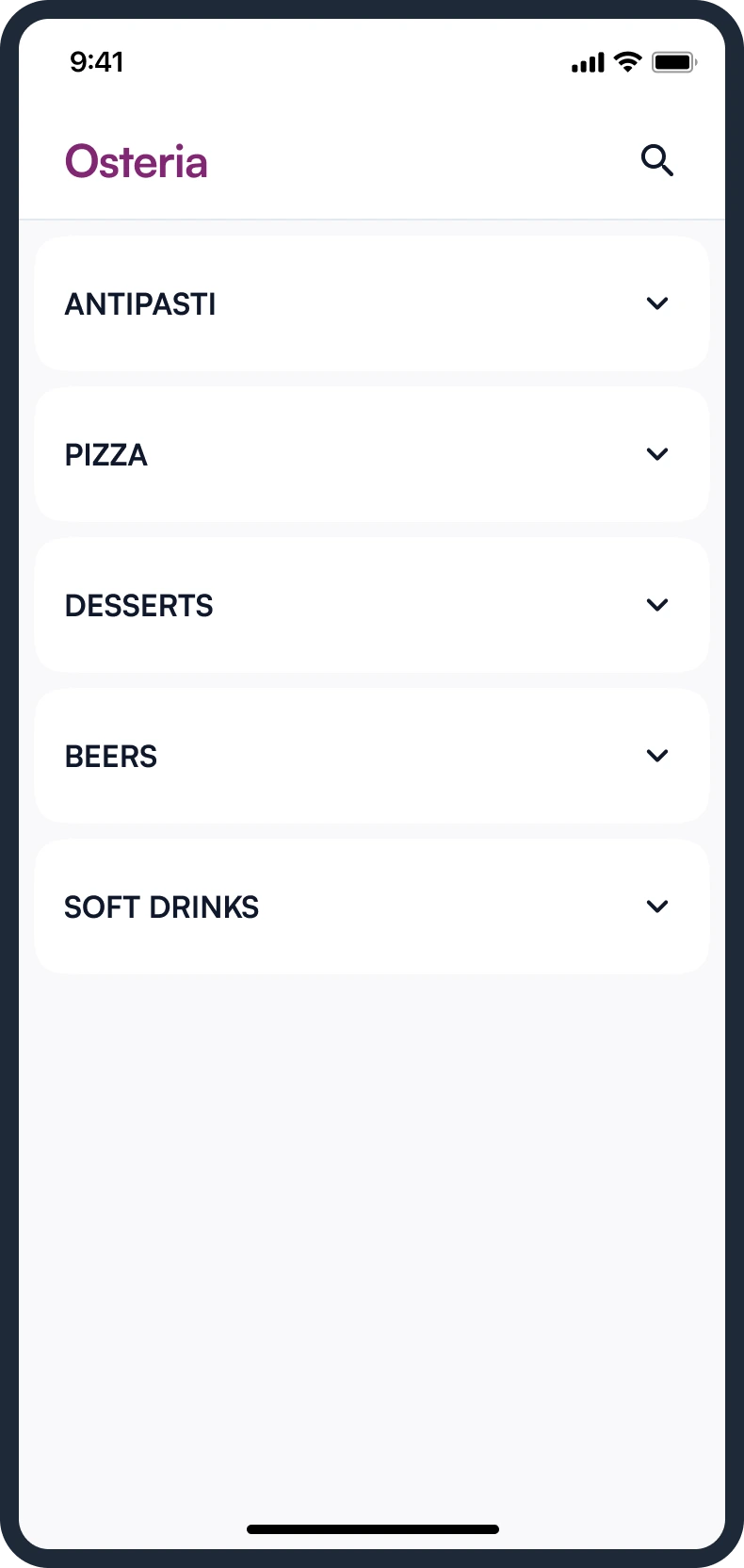 Redesigned menu UI
