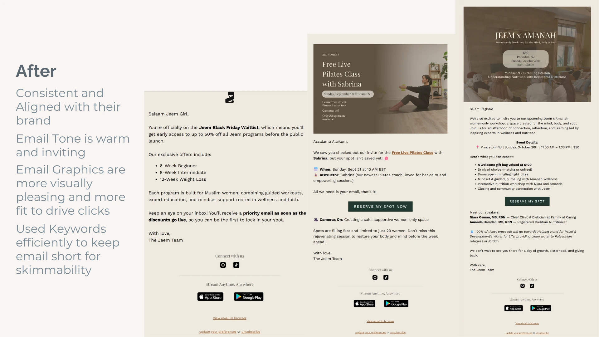 Jeem's Emails after redesigning