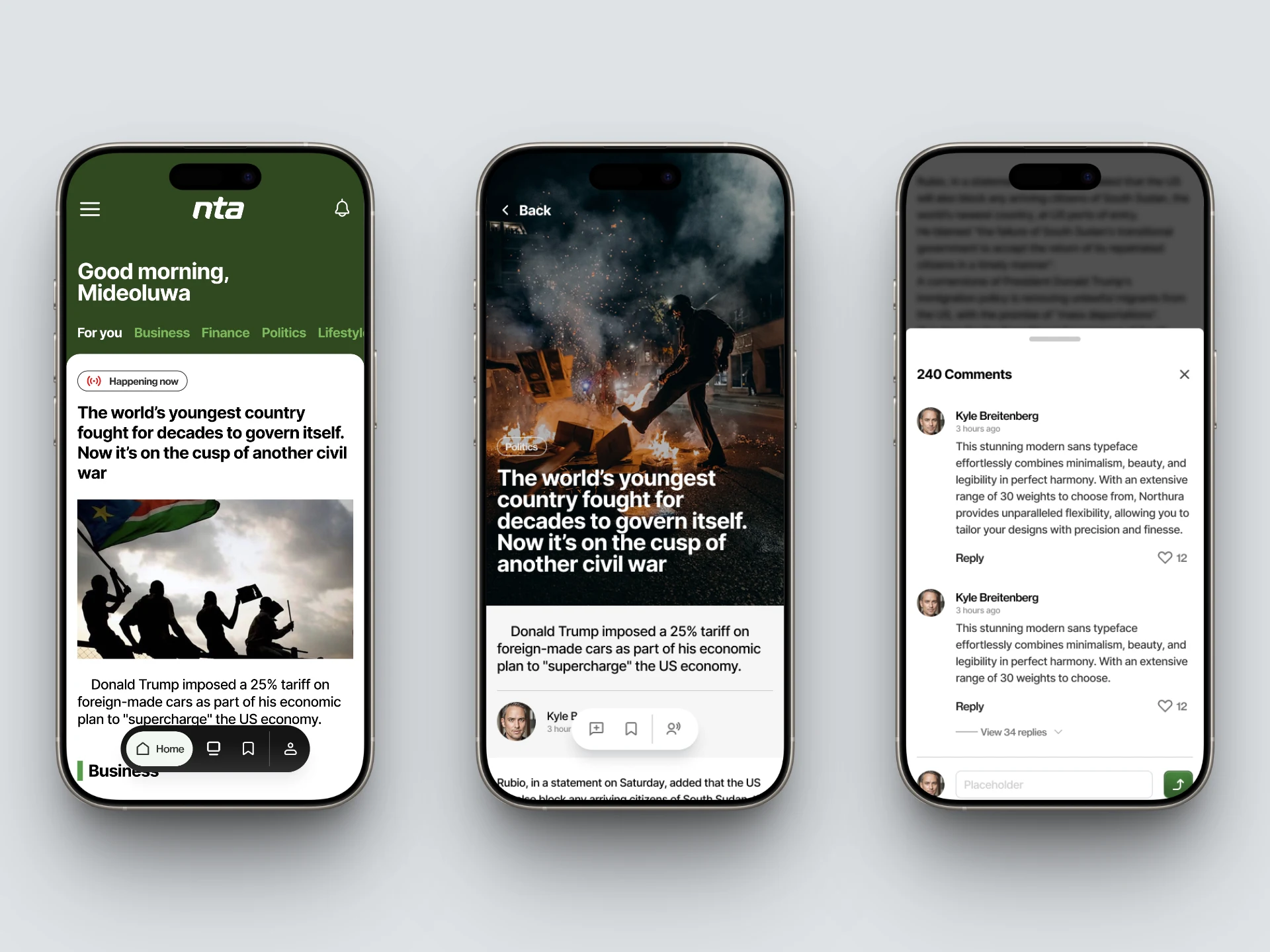  A closer look at NTA. from home feed, article view, and community comments.
I wanted the entire experience to feel familiar yet fresh.