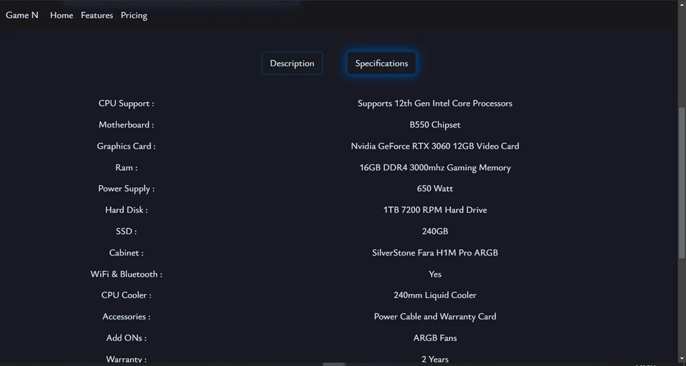 Product Specifications