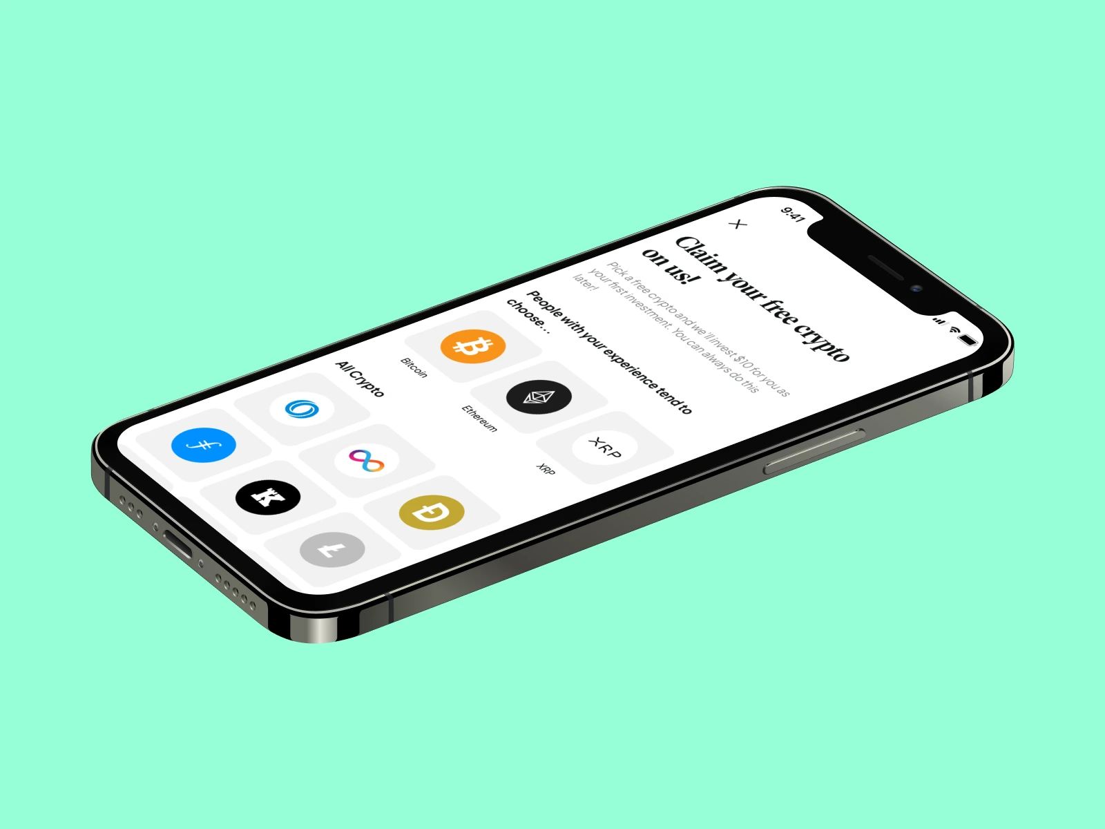 Crypto selection screen