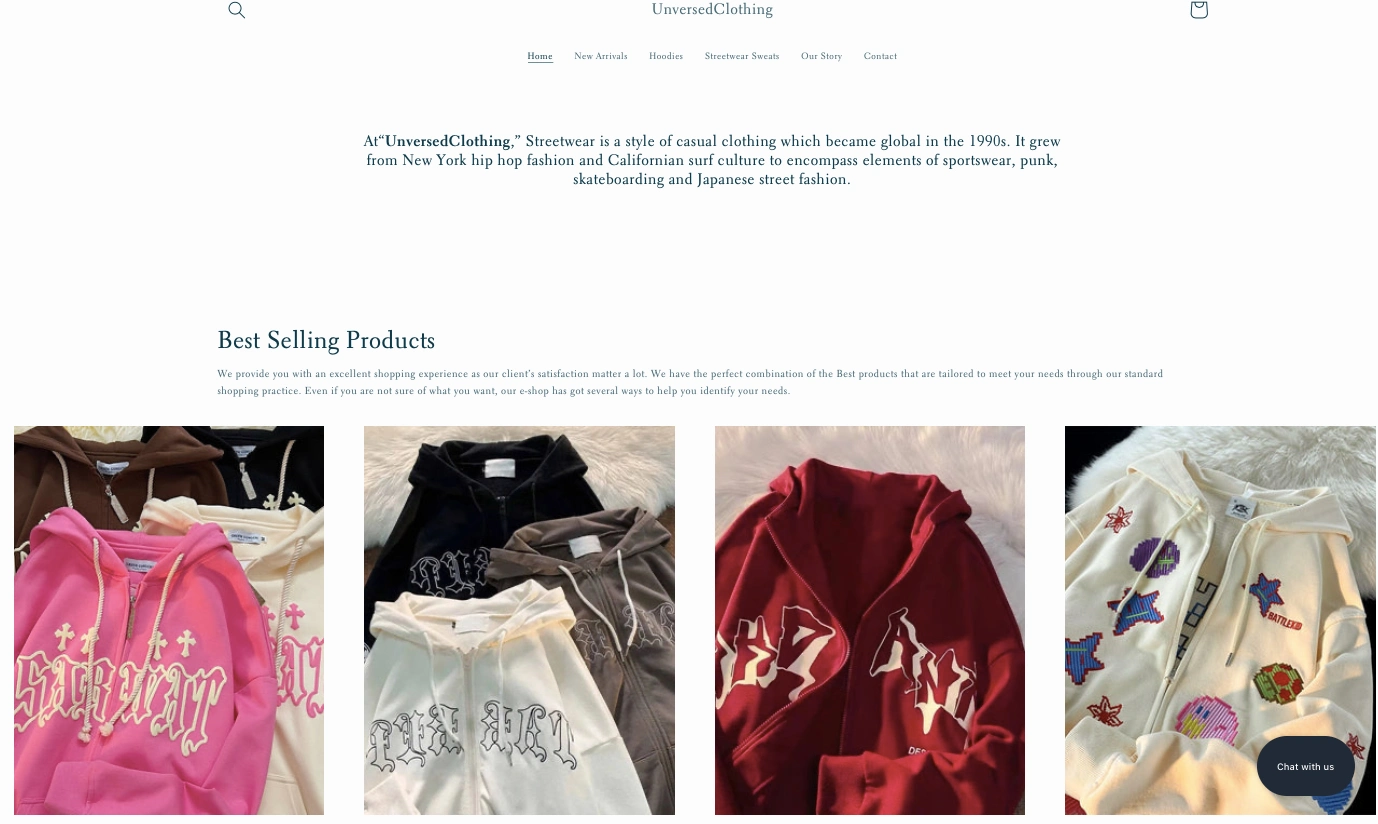 UnversedClothing website