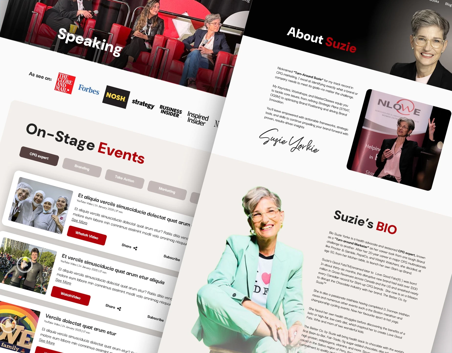 Bold hero section showcasing female leadership and personal branding in the chocolate industry.