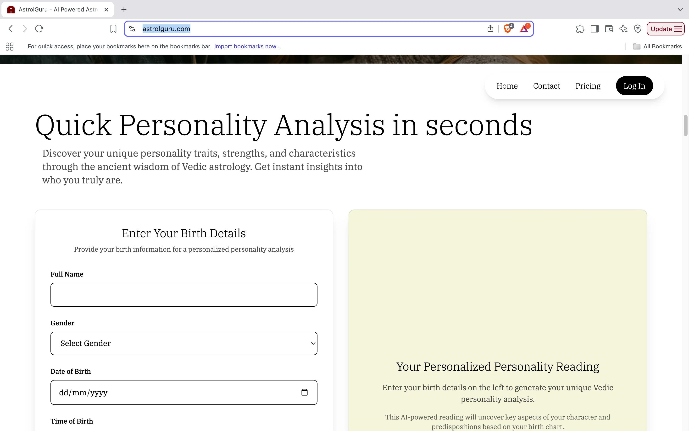 AstrolGuru Personality Analyzer