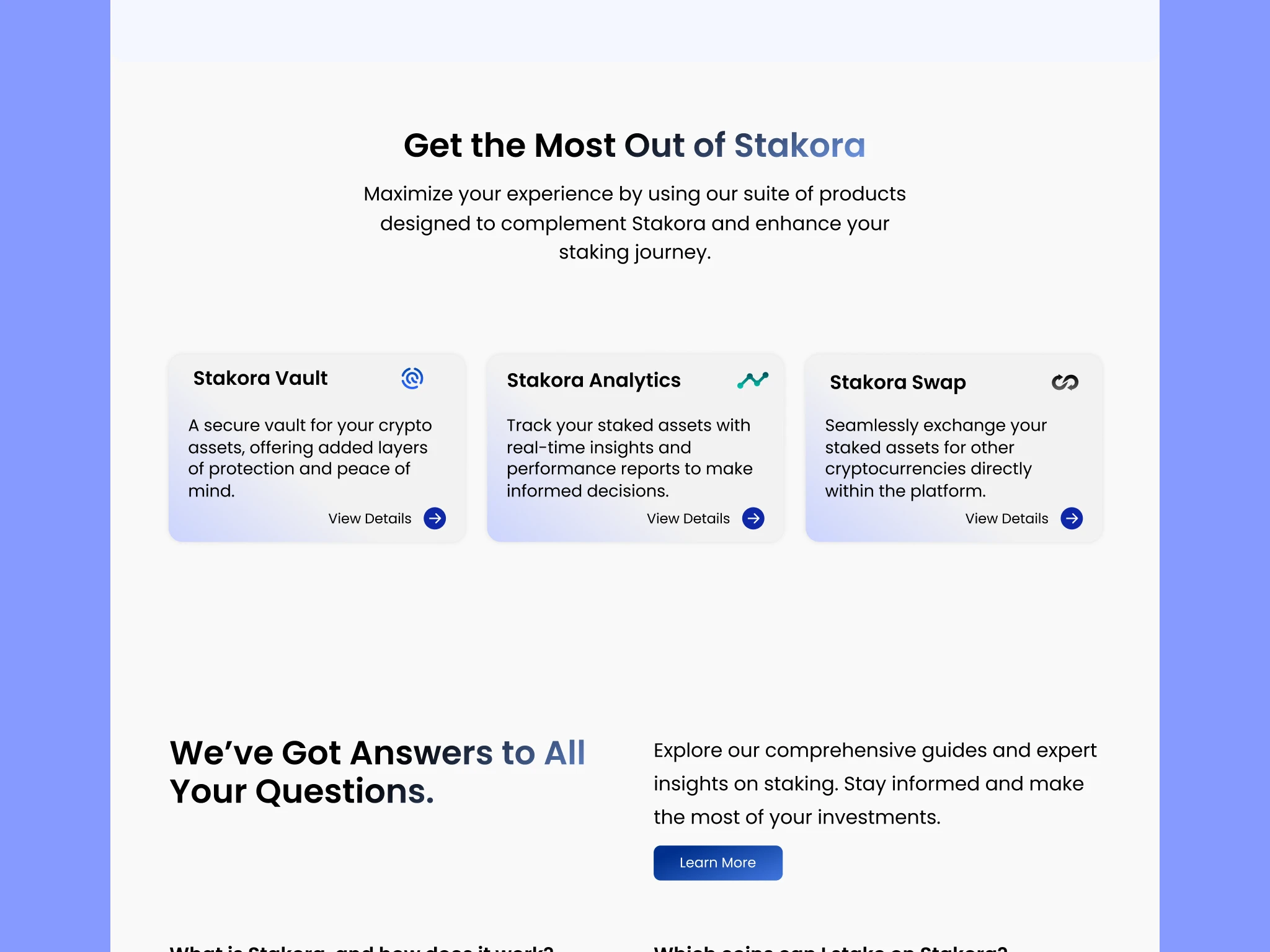 Stakora Product Section