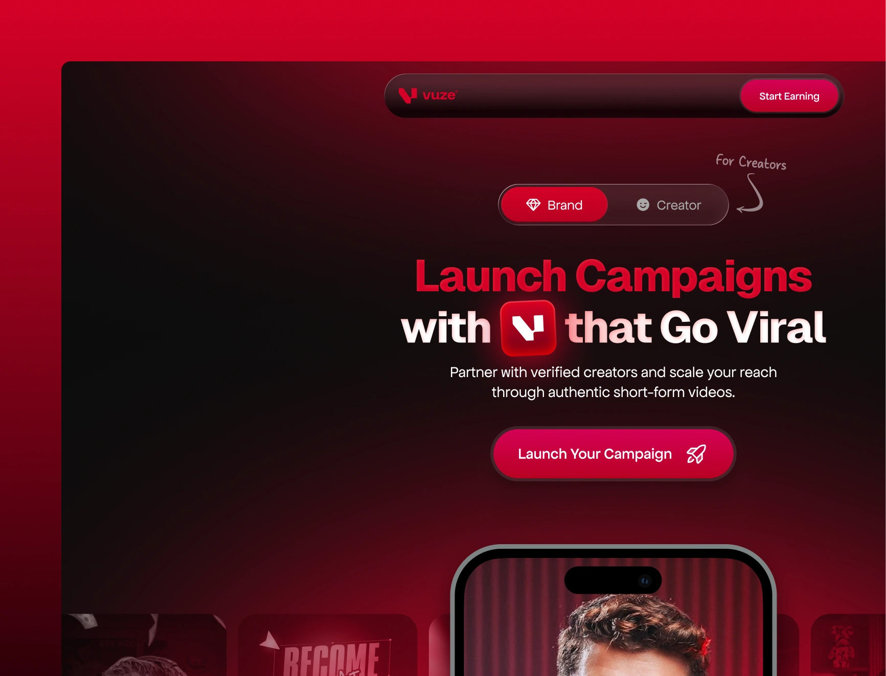 Hero section closeup