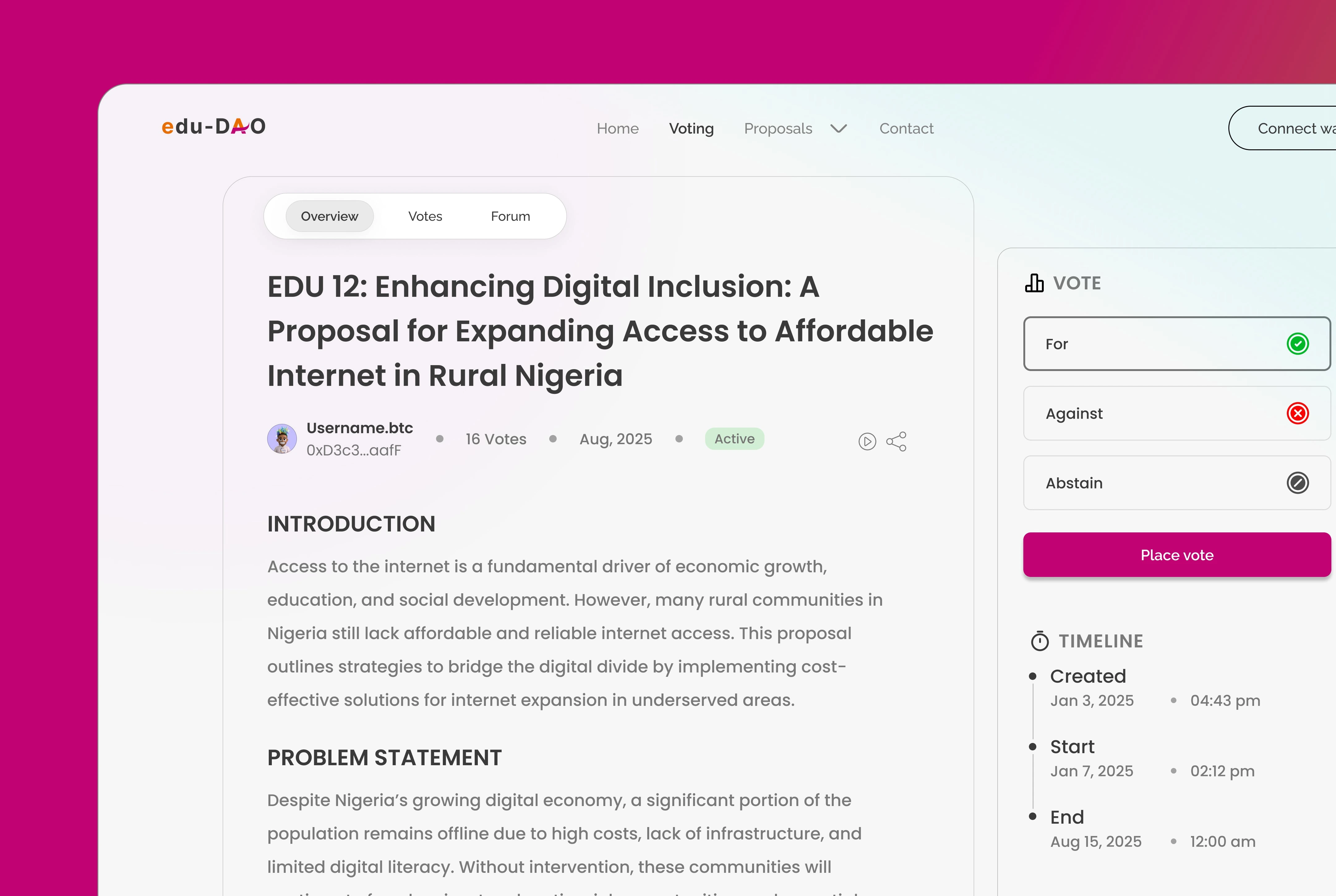 Proposal Overview Page