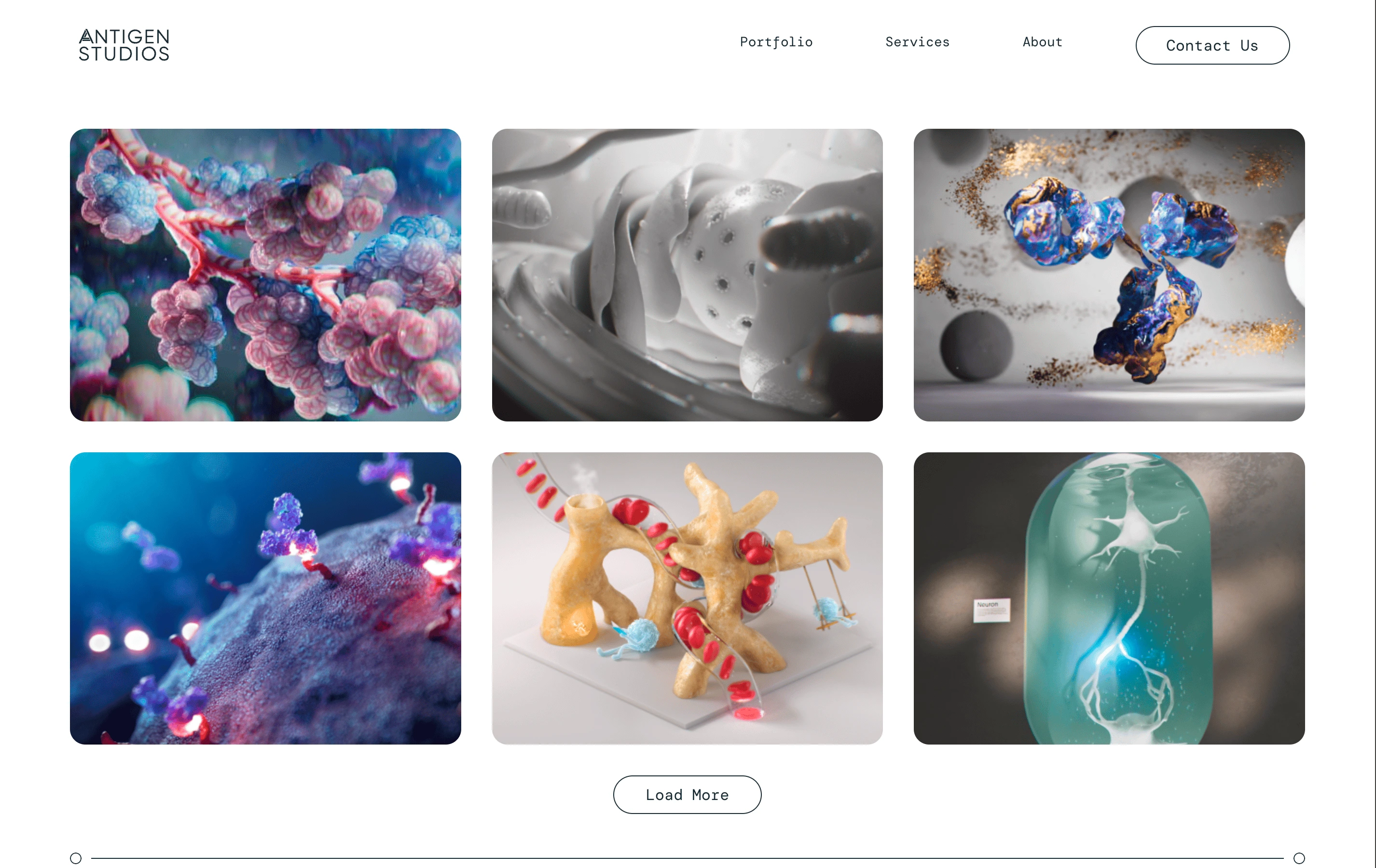 The projects page featuring all their works segrated into different categories.