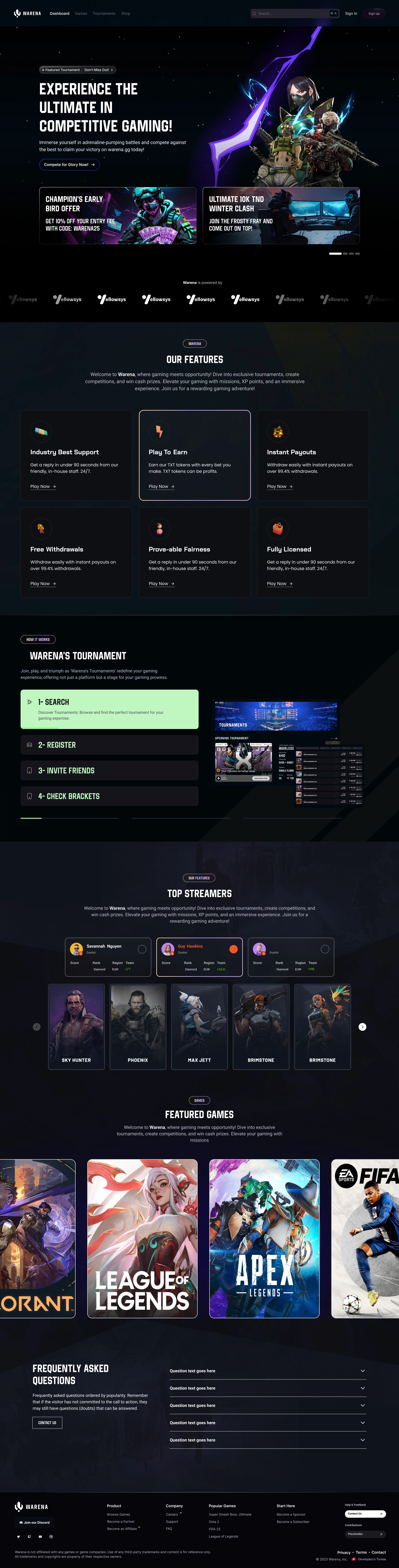 Warena - Landing page