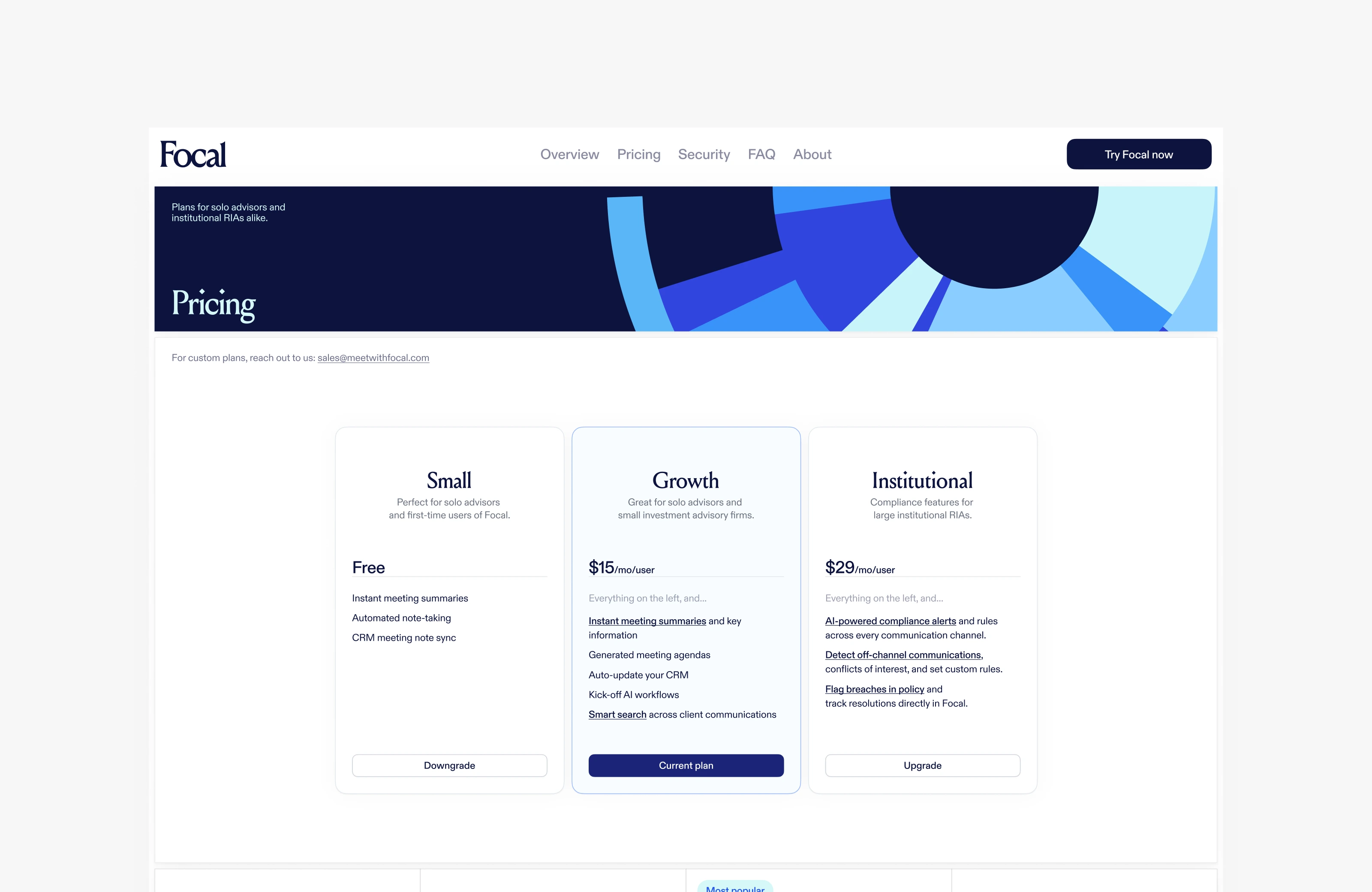Landing page - Pricing