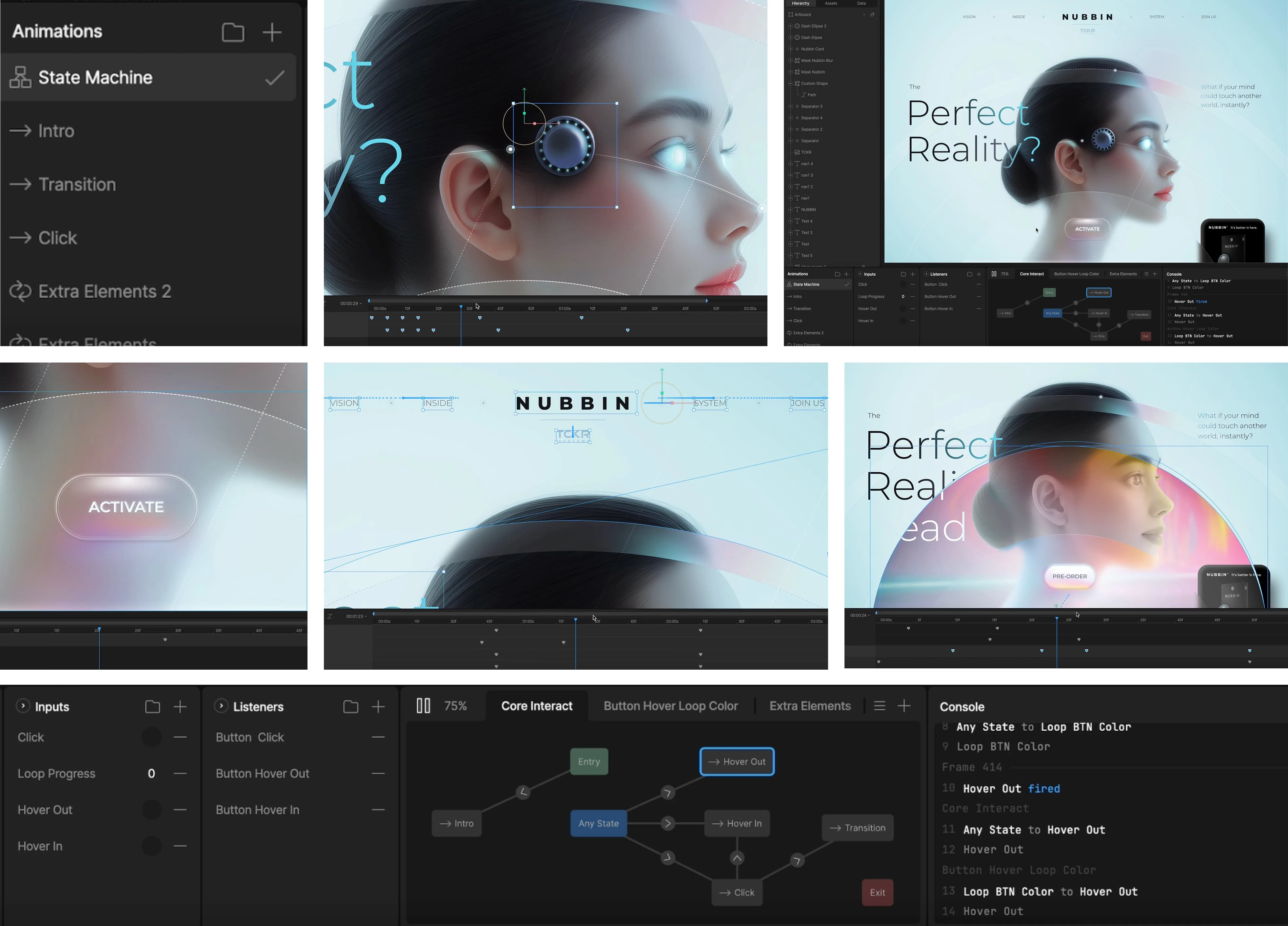 Nubbin Product Hero Section Design – Interactive Elements (Rive)