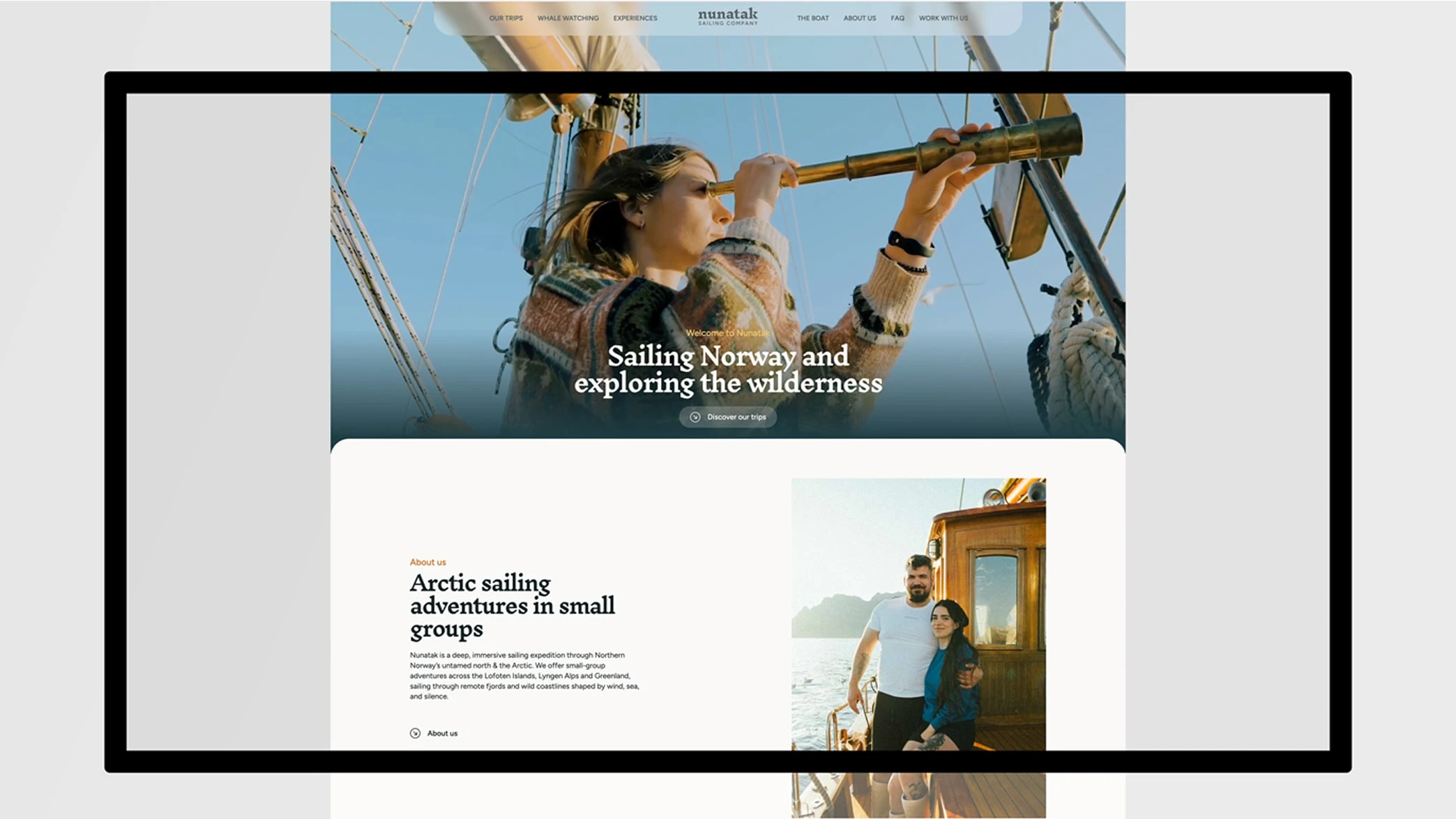Nunatak Sailing Company website mockup
