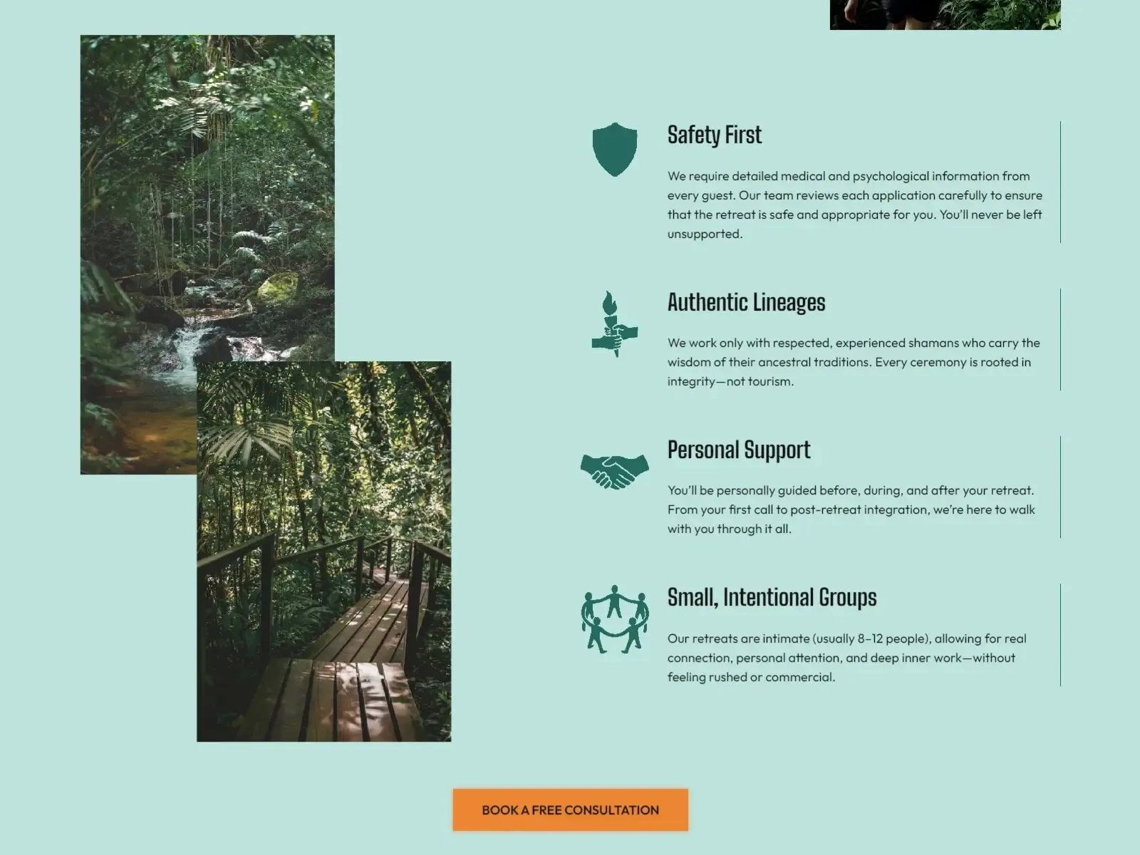 Every section of the website is made to address fears and concerns of the targets audience.