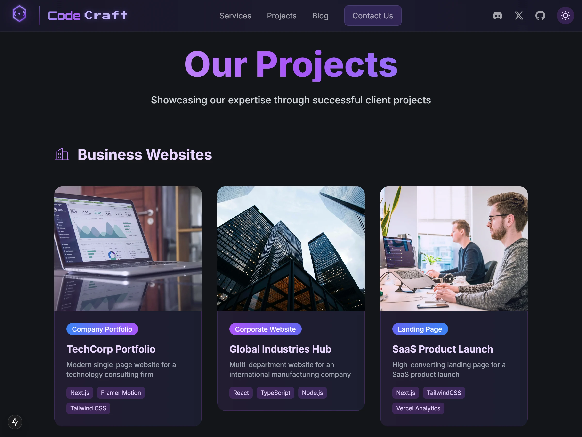 Project Section of CodeCraft