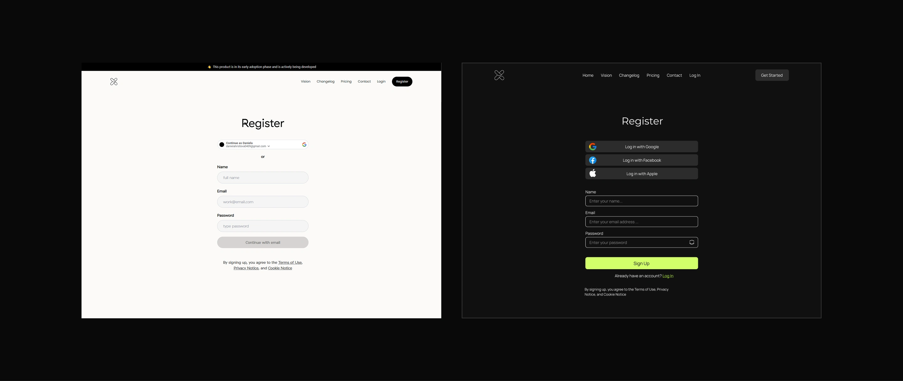 Registration Screen Redesign