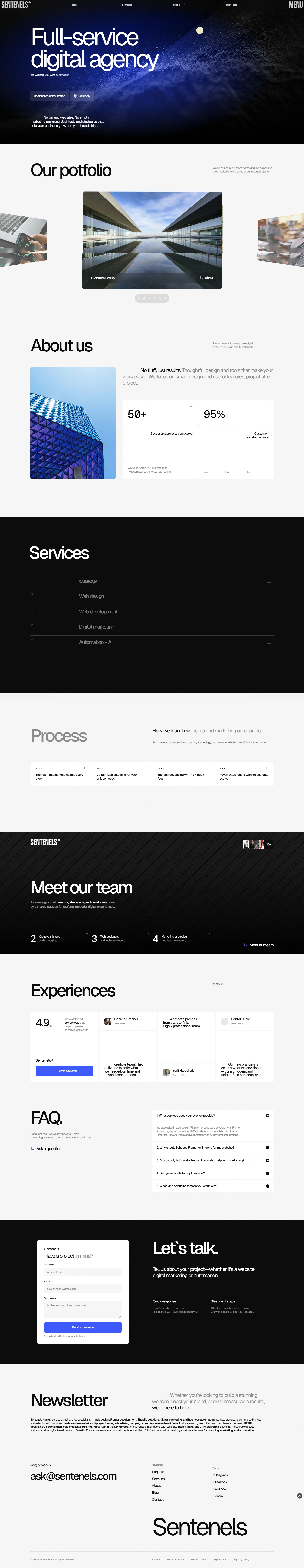 Homepage of full-service digital agency | Sentenels