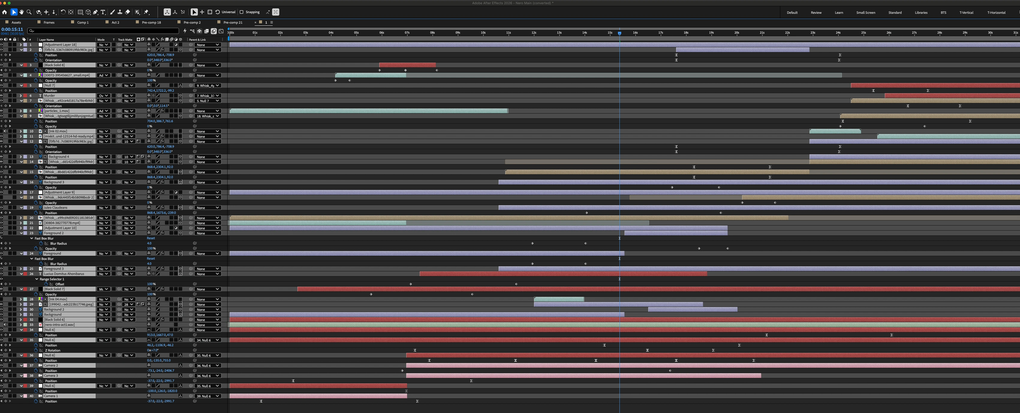 After Effects timeline