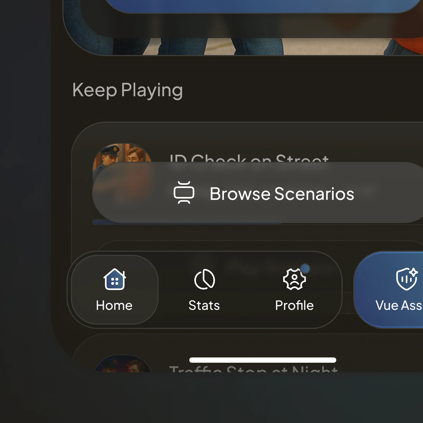 Close-up of dark mode