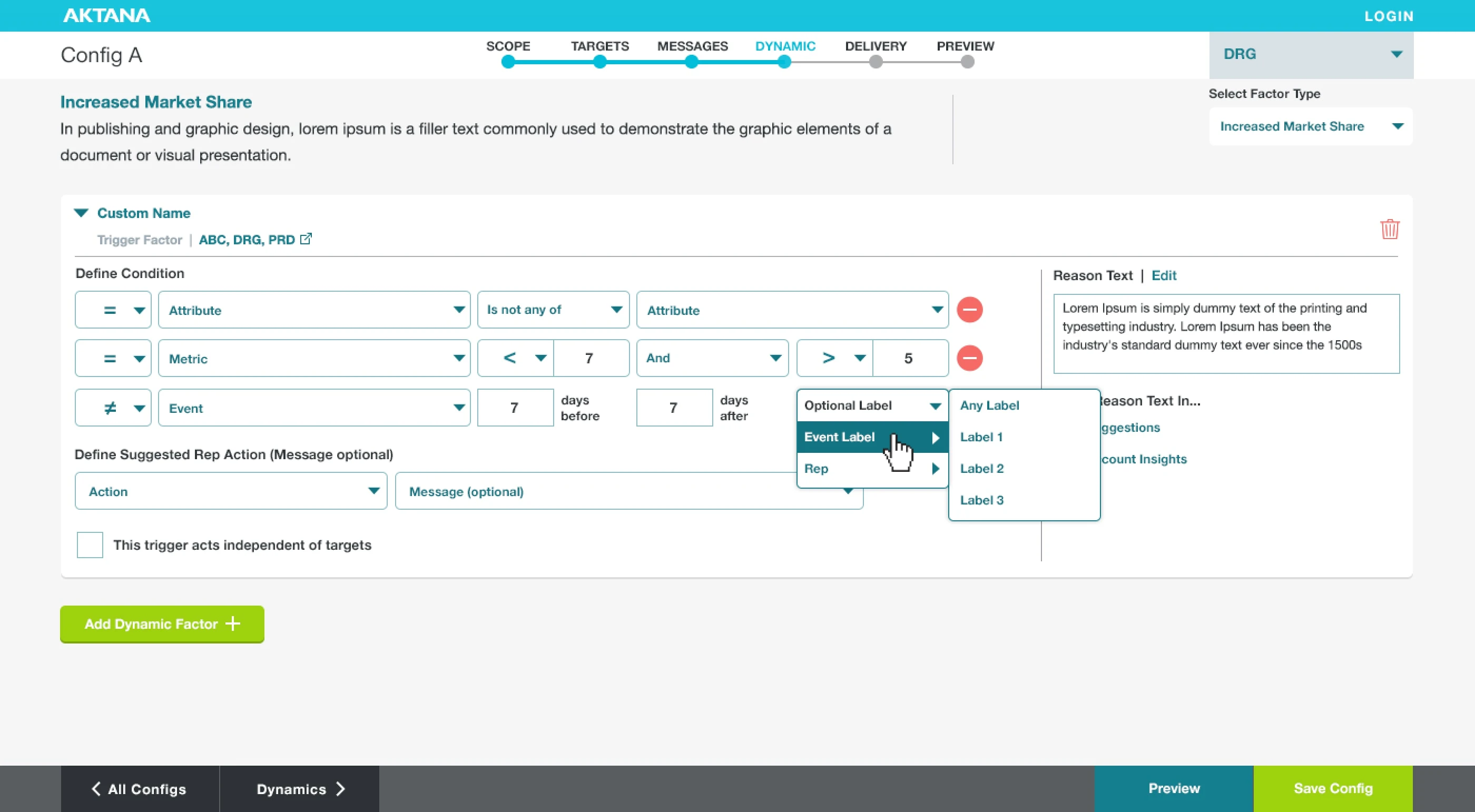I designed this Config Builder to help sales leaders guide rep actions, respond to market shifts, and stay aligned with strategic priorities.