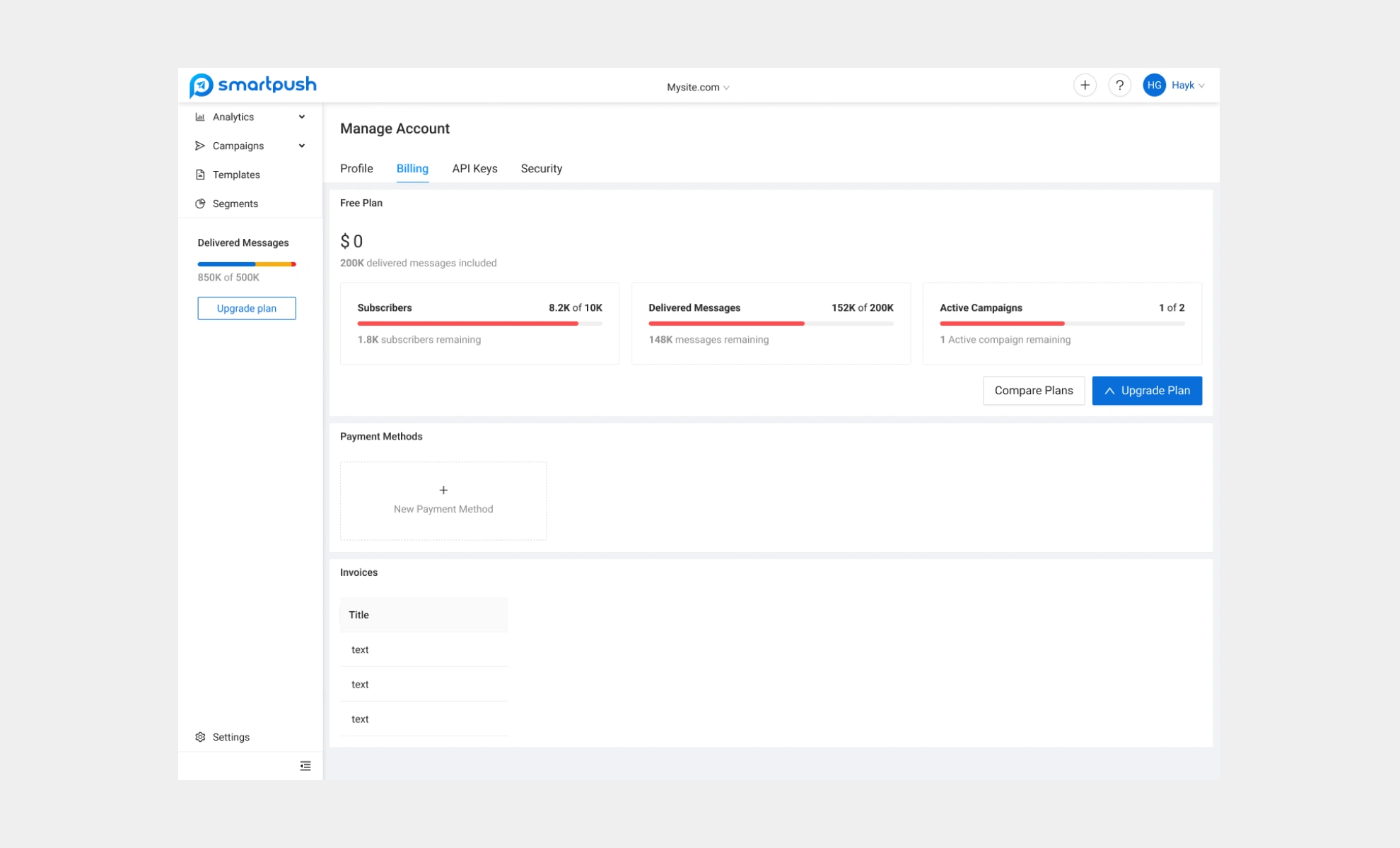 New pricing plan flow
