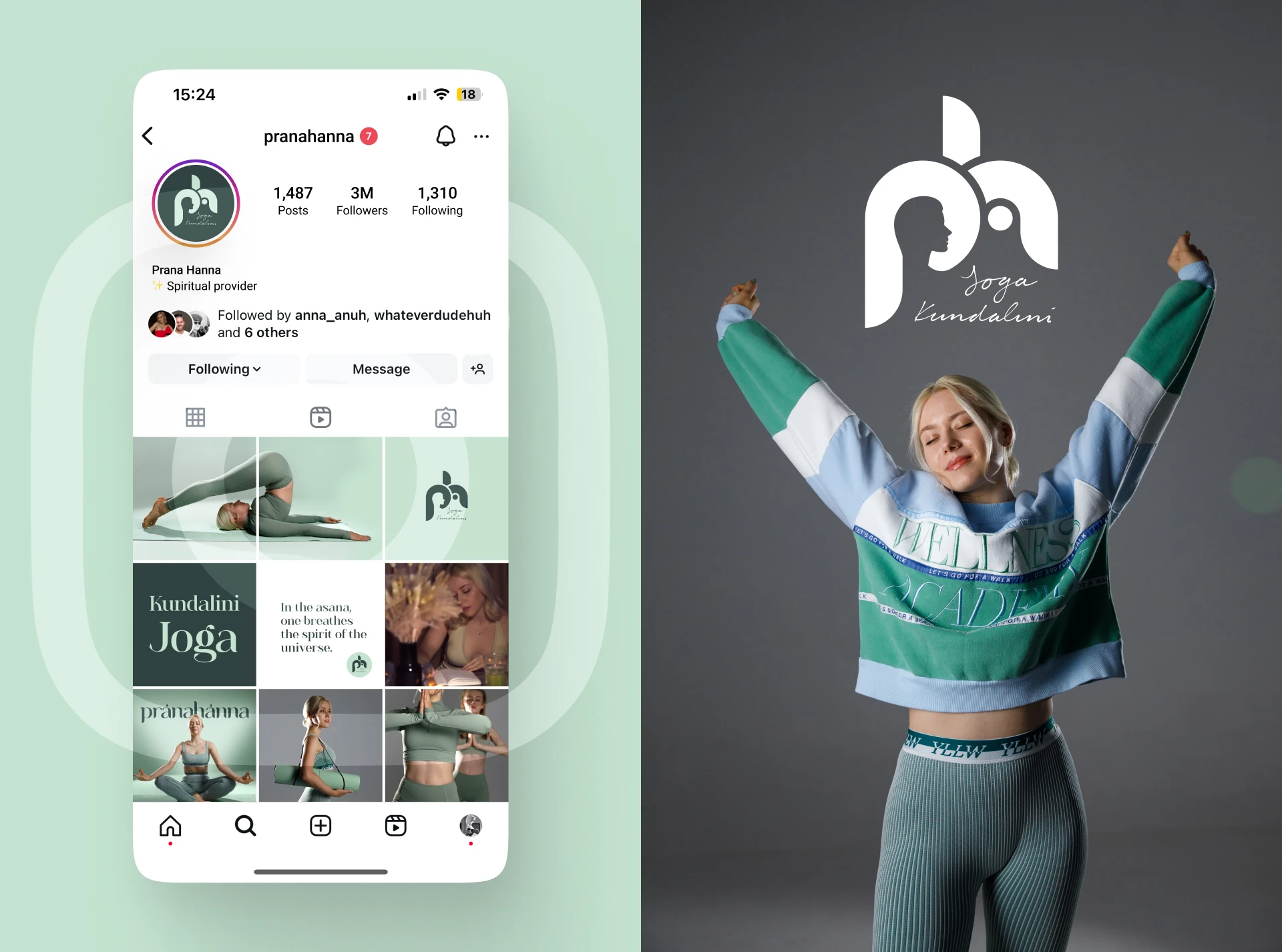 The brand theme is carefully crafted to stay consistent across everything, from yoga gear to Instagram reels.

