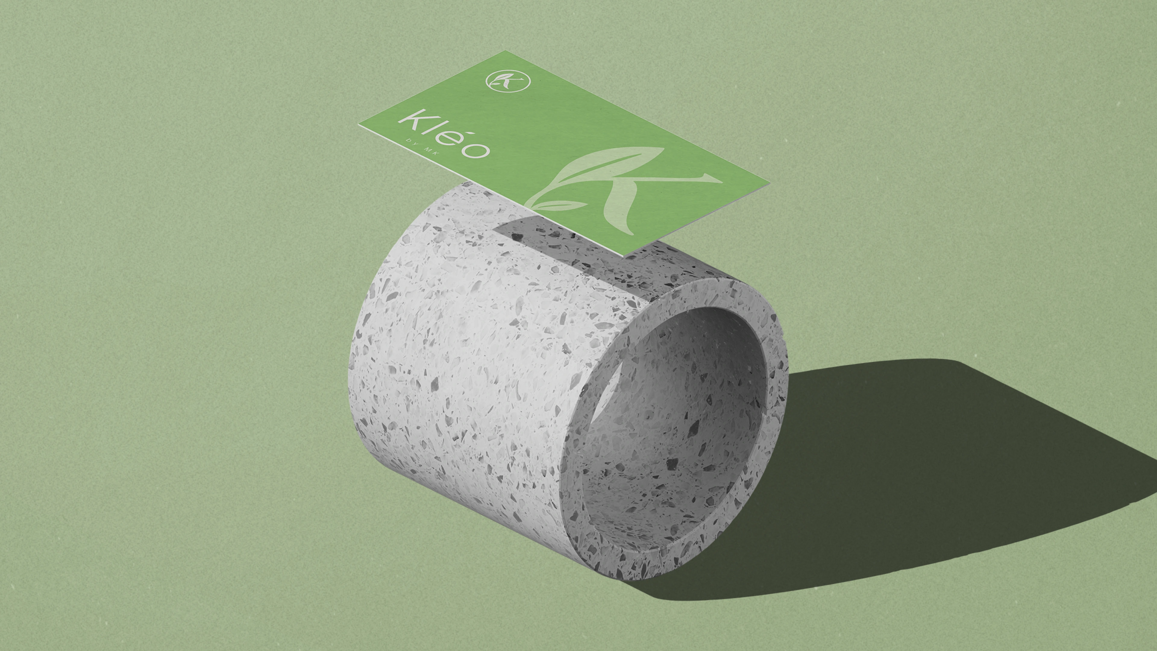 Back side of Kleo’s business card design, emphasizing minimal elegance and brand clarity.