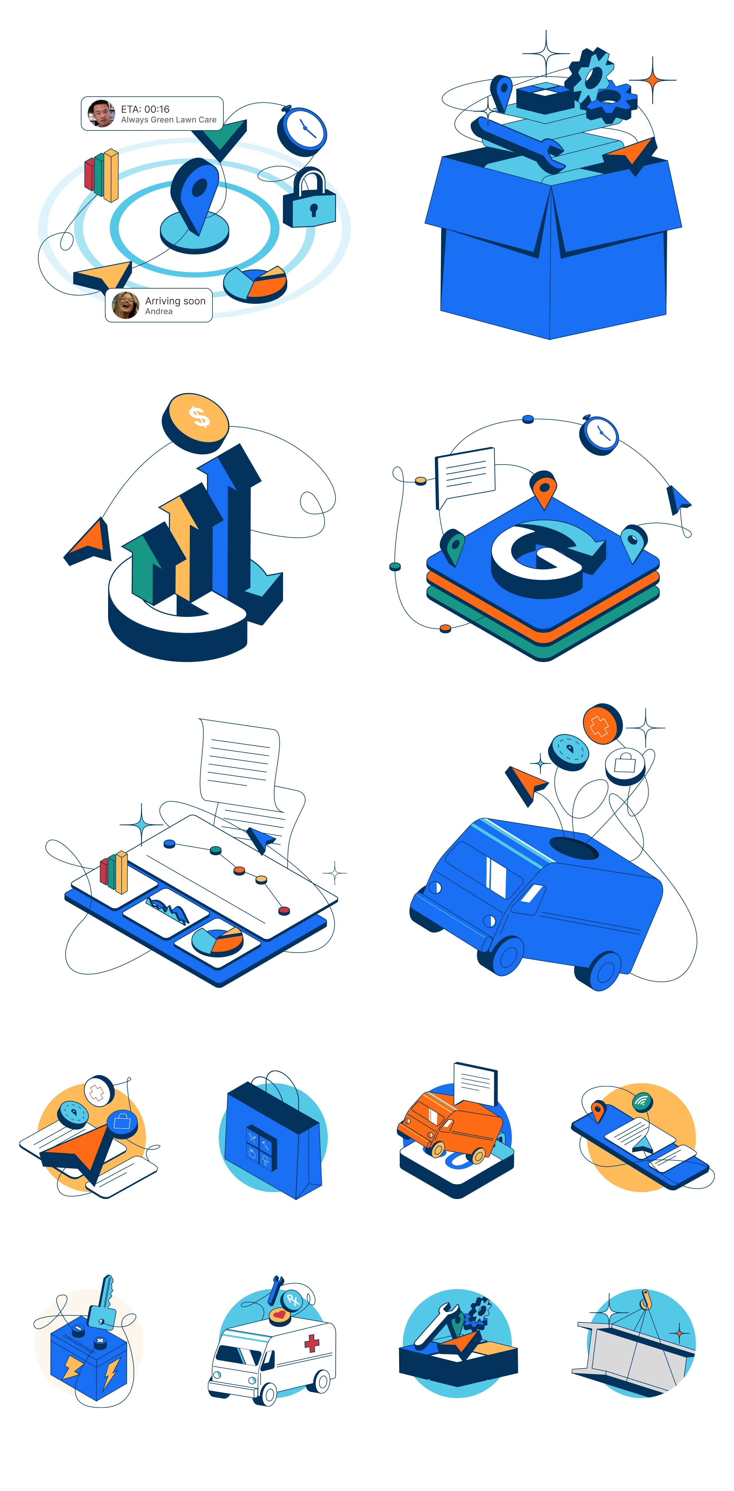 Additional sample of illustrations created for Glympse website