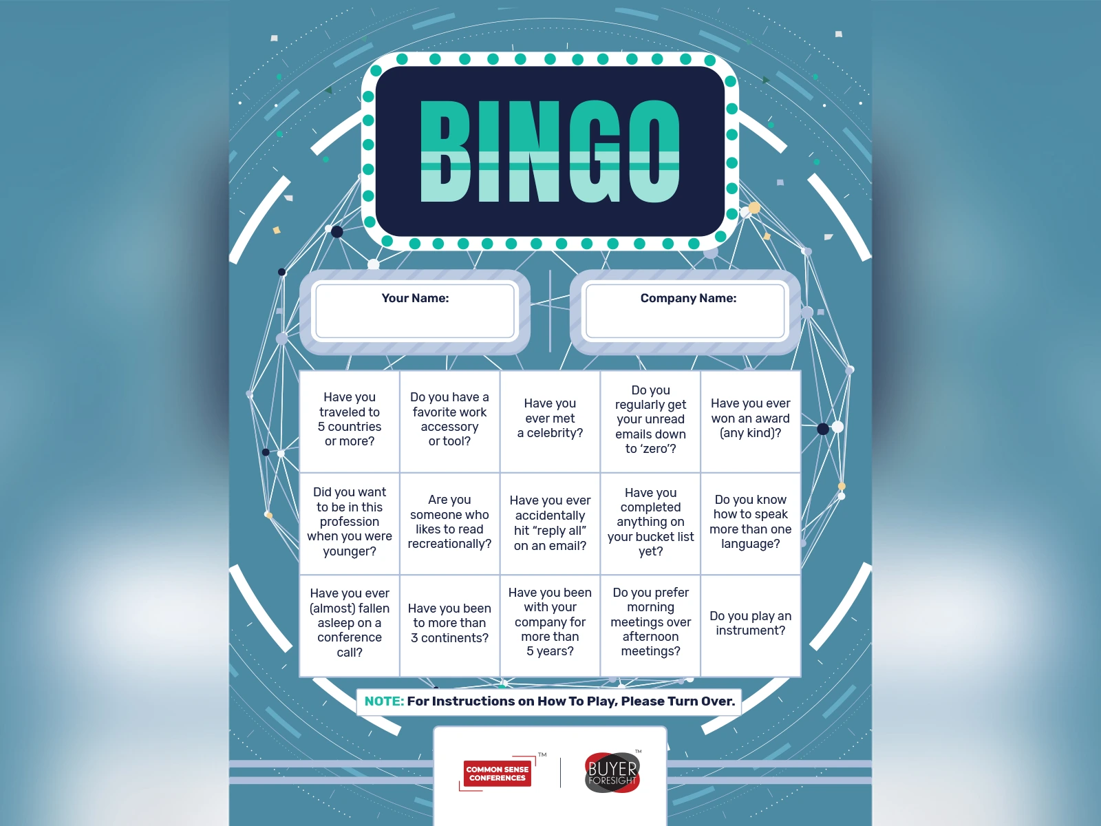 This was a printable game card which was used in the Common Sense London Partner Pulse Unconference