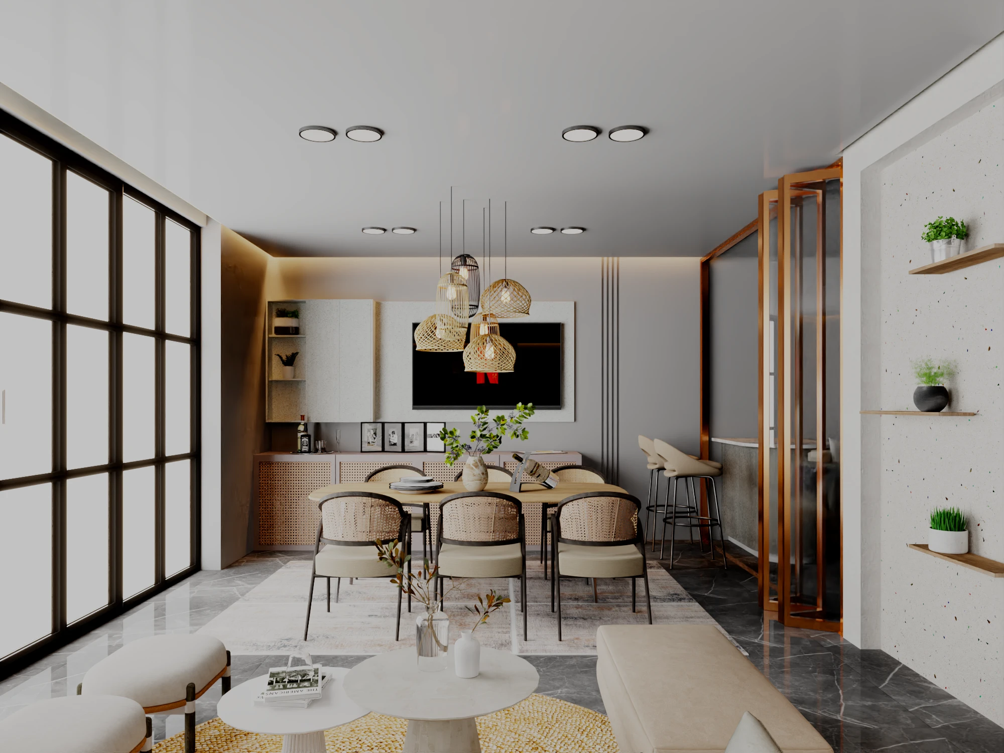 A high-end residential design project that merges minimalism with artistic expression. 
