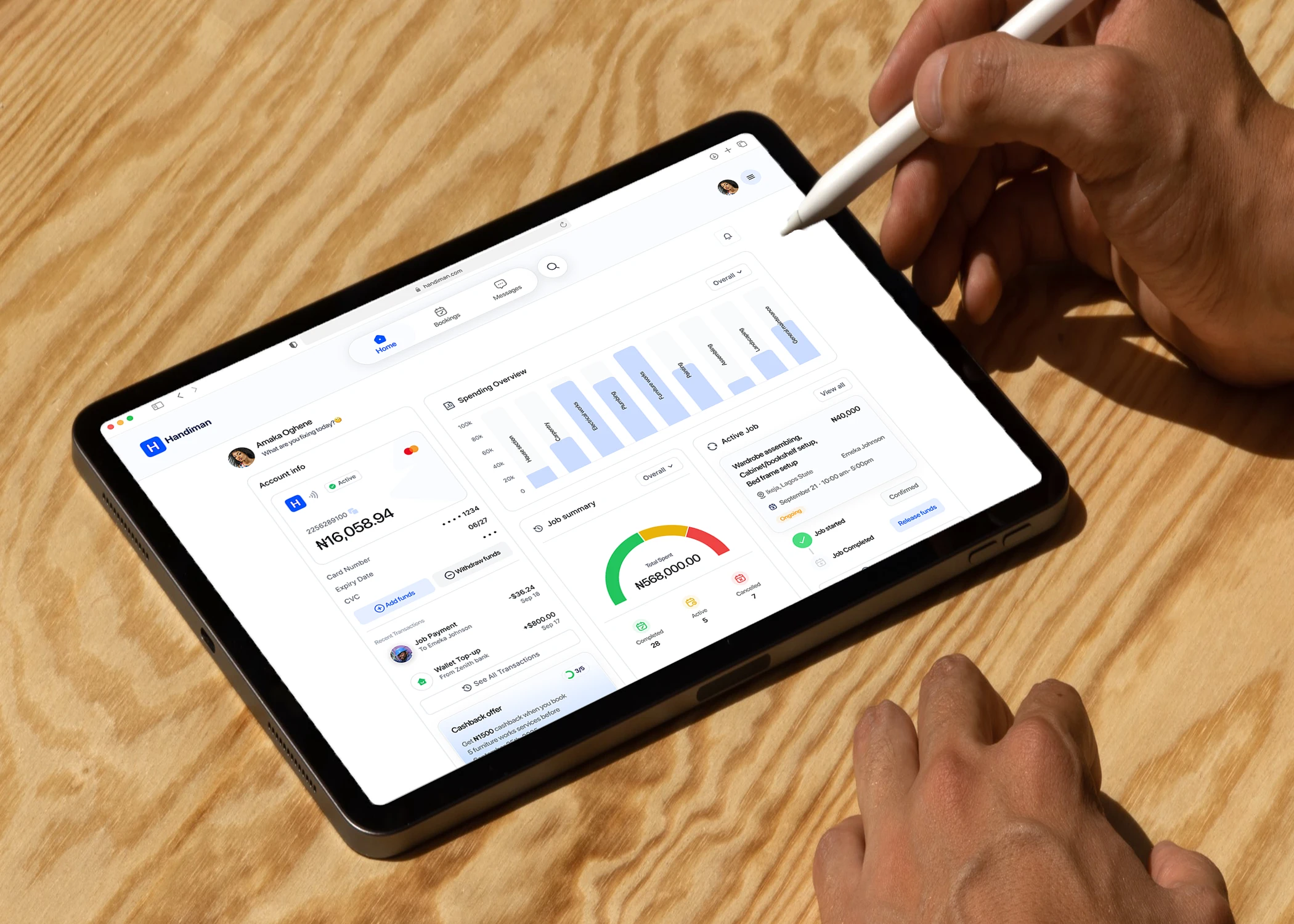 profile/dashboard for customer