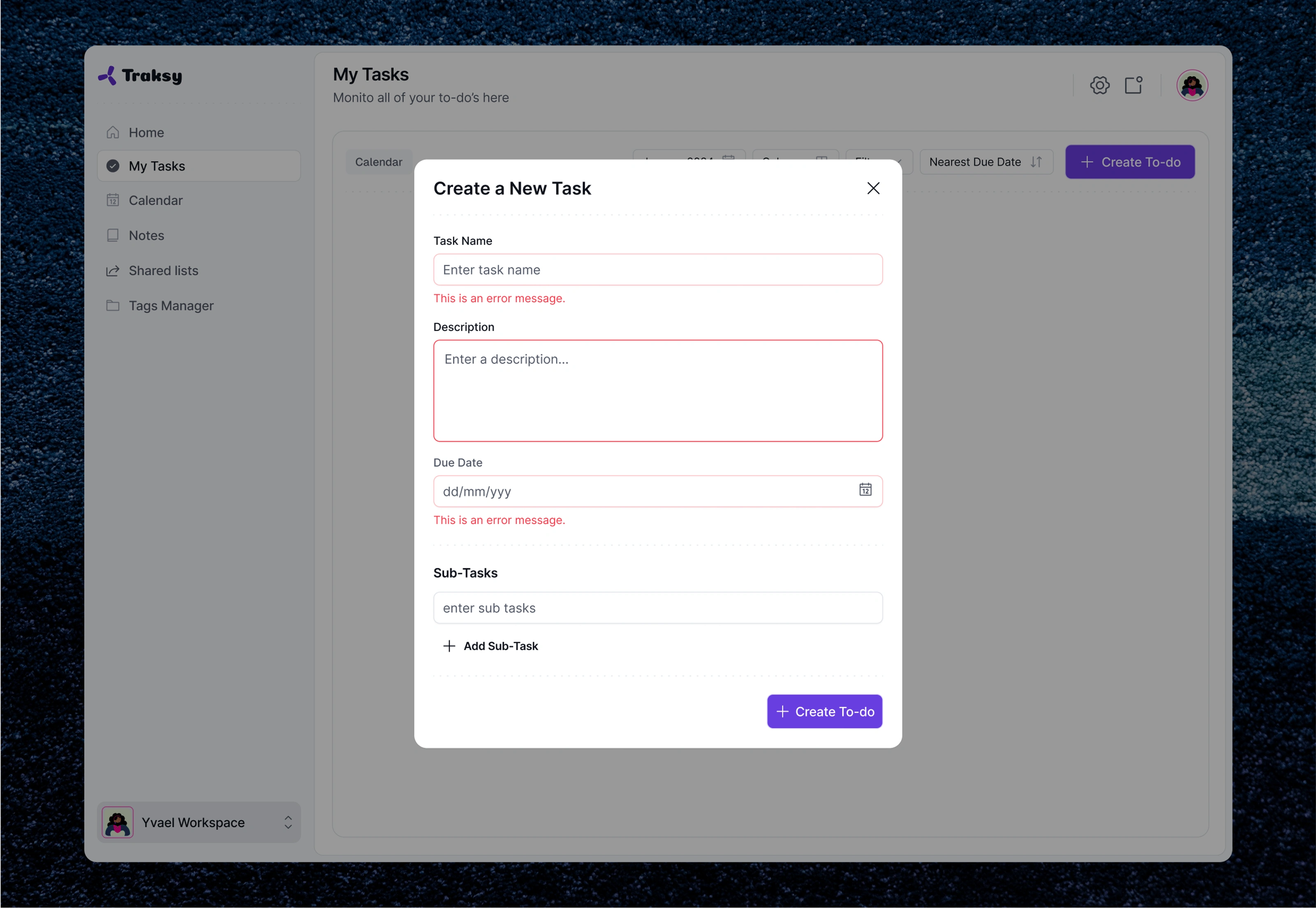 Create Task Empty - Light mode